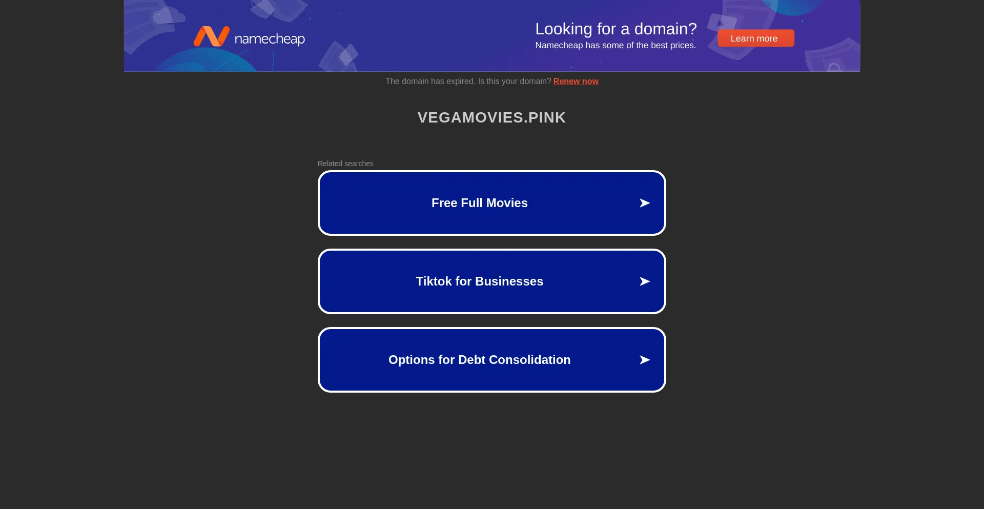 Screenshot of vegamovies.pink homepage