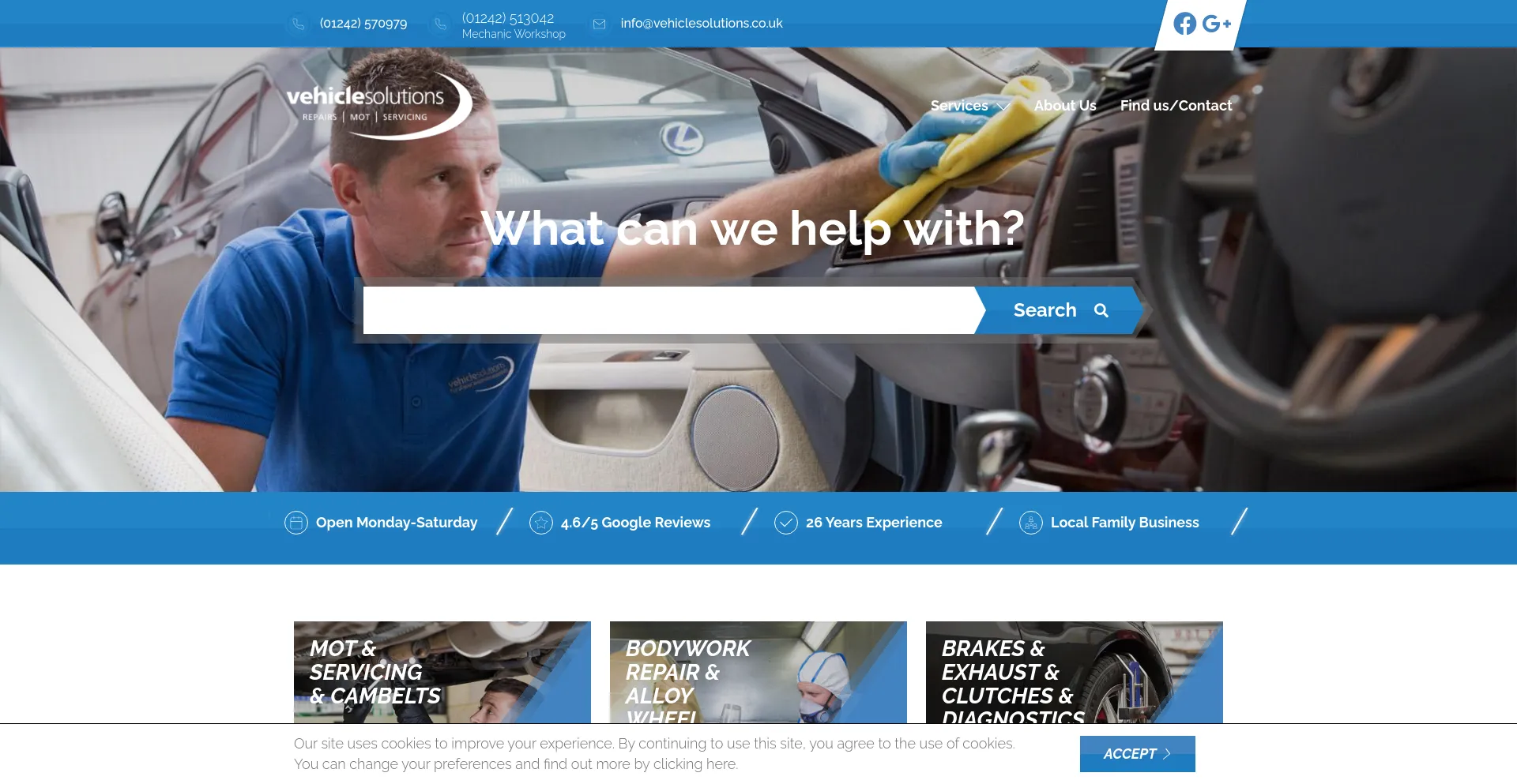 Screenshot of vehiclesolutions.co.uk homepage