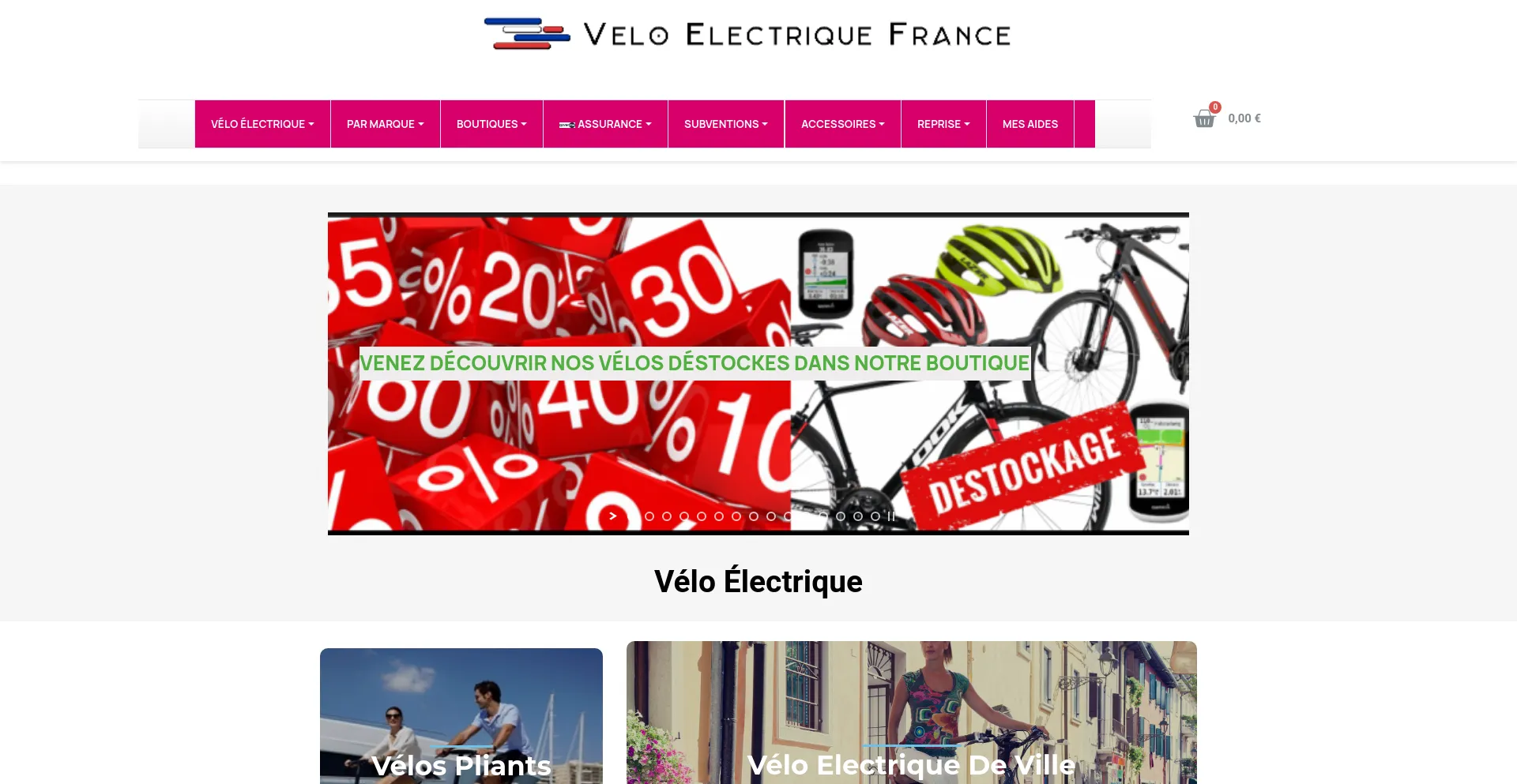 Screenshot of veloelectriquefrance.fr homepage