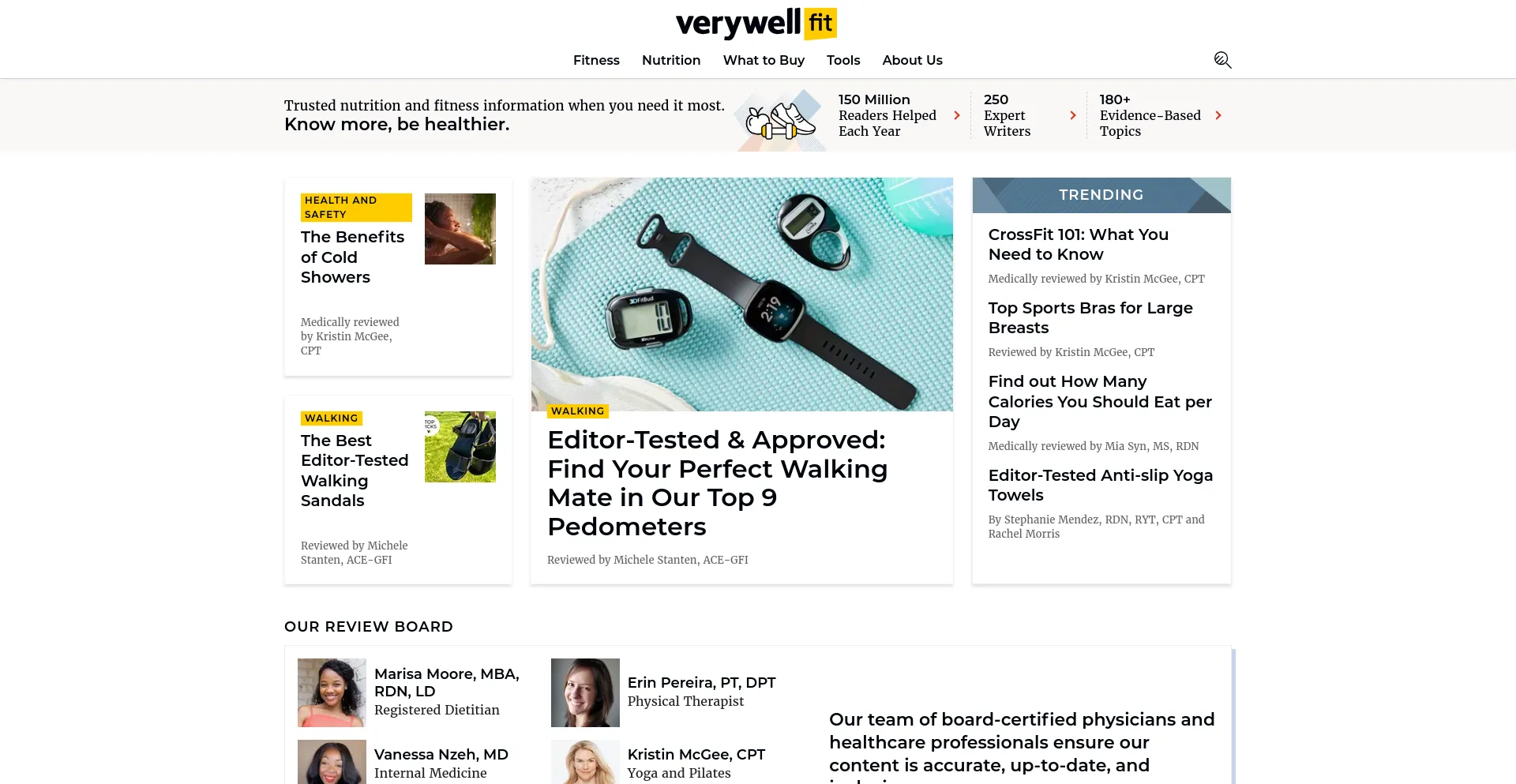 Screenshot of verywellfit.com homepage