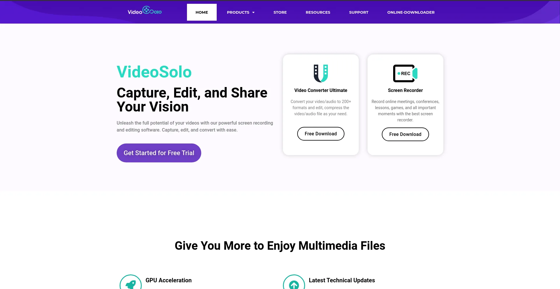 Screenshot of videosolo.com homepage