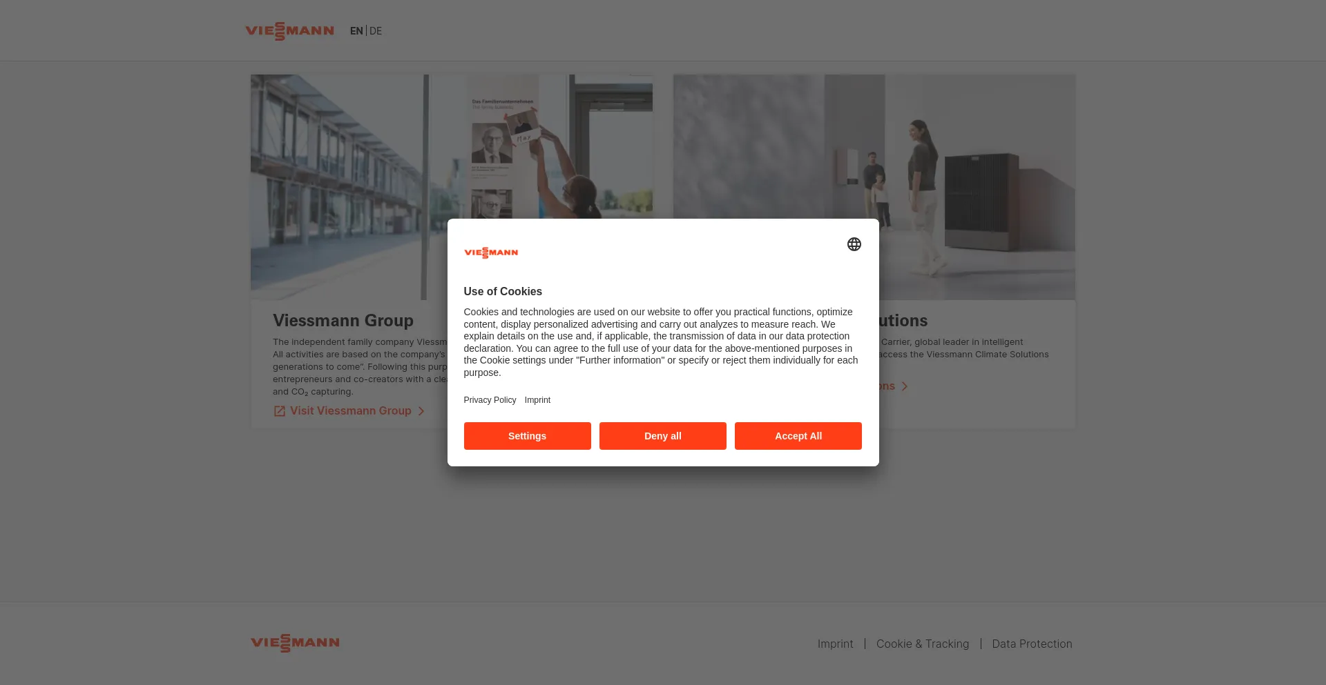 Screenshot of viessmann.com homepage