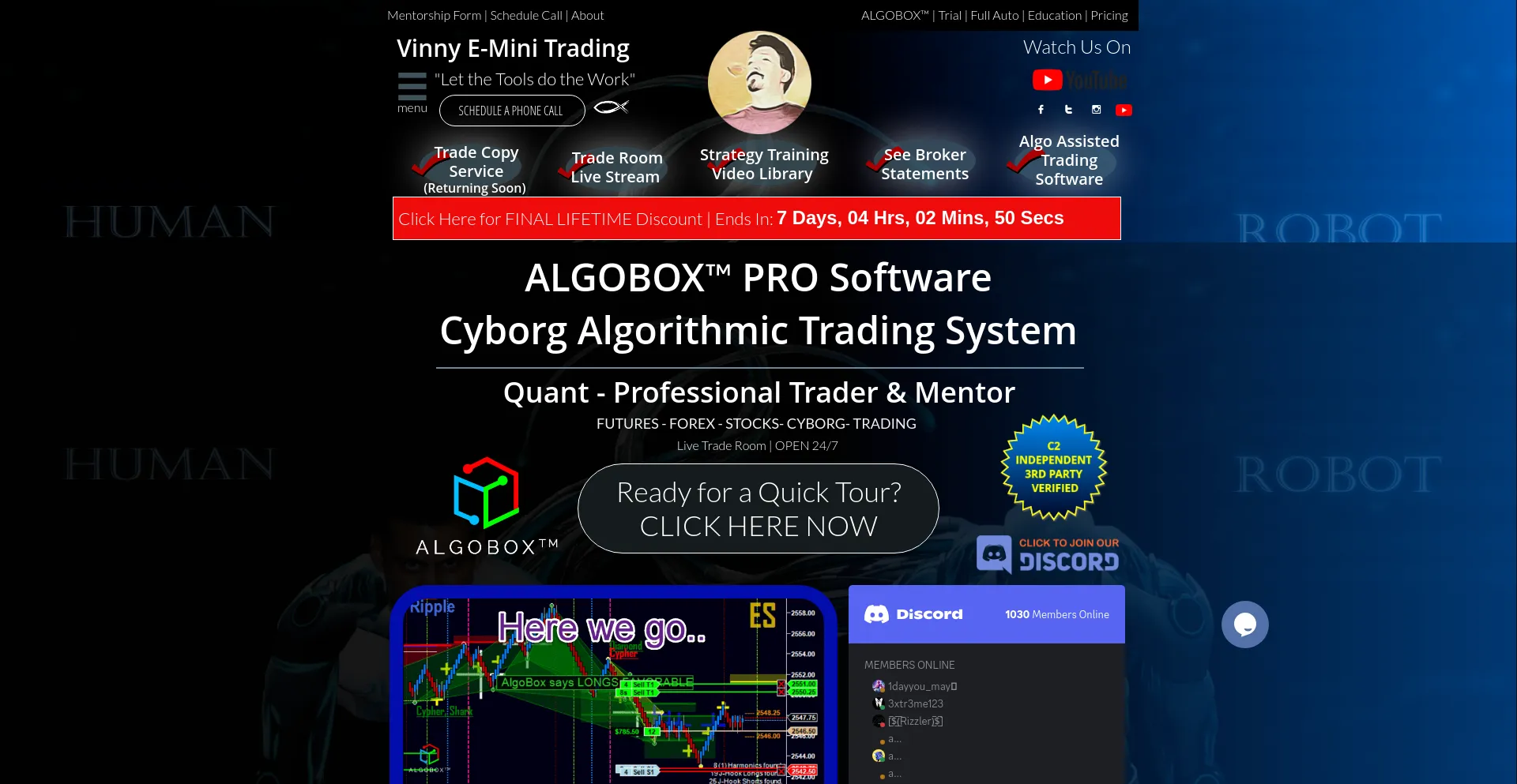 Screenshot of vinnyemini.com homepage