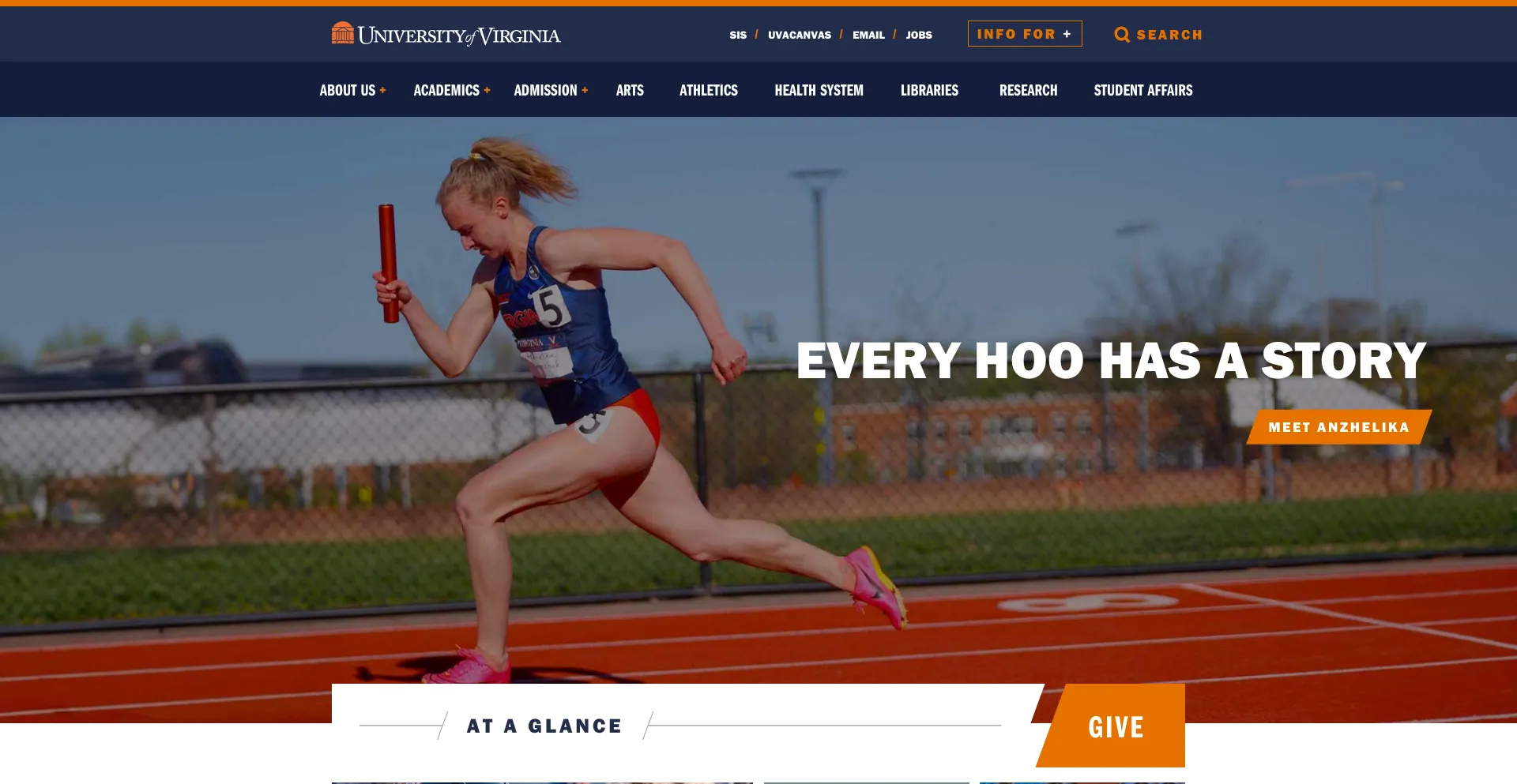 Screenshot of virginia.edu homepage