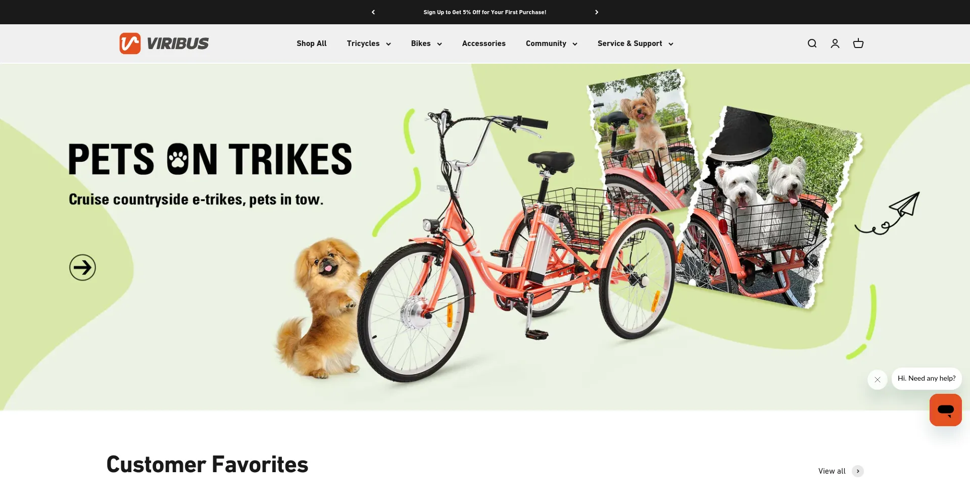 Screenshot of viribusbikes.com homepage