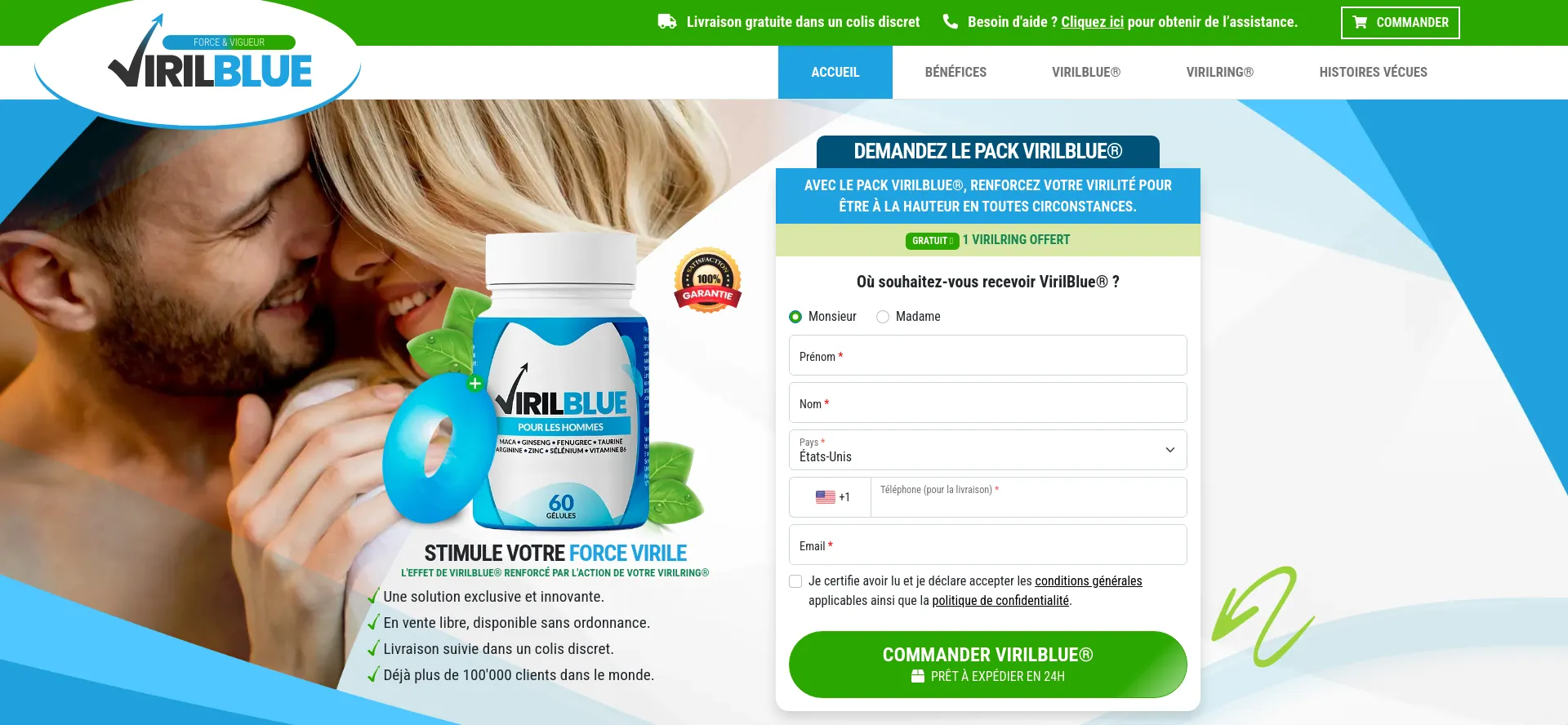 Screenshot of virilblue.co homepage