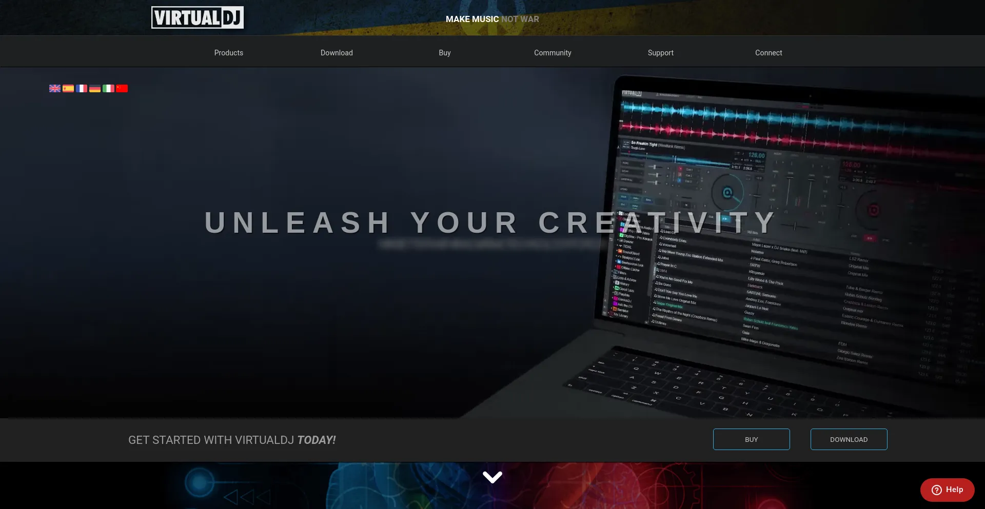 Screenshot of virtualdj.com homepage