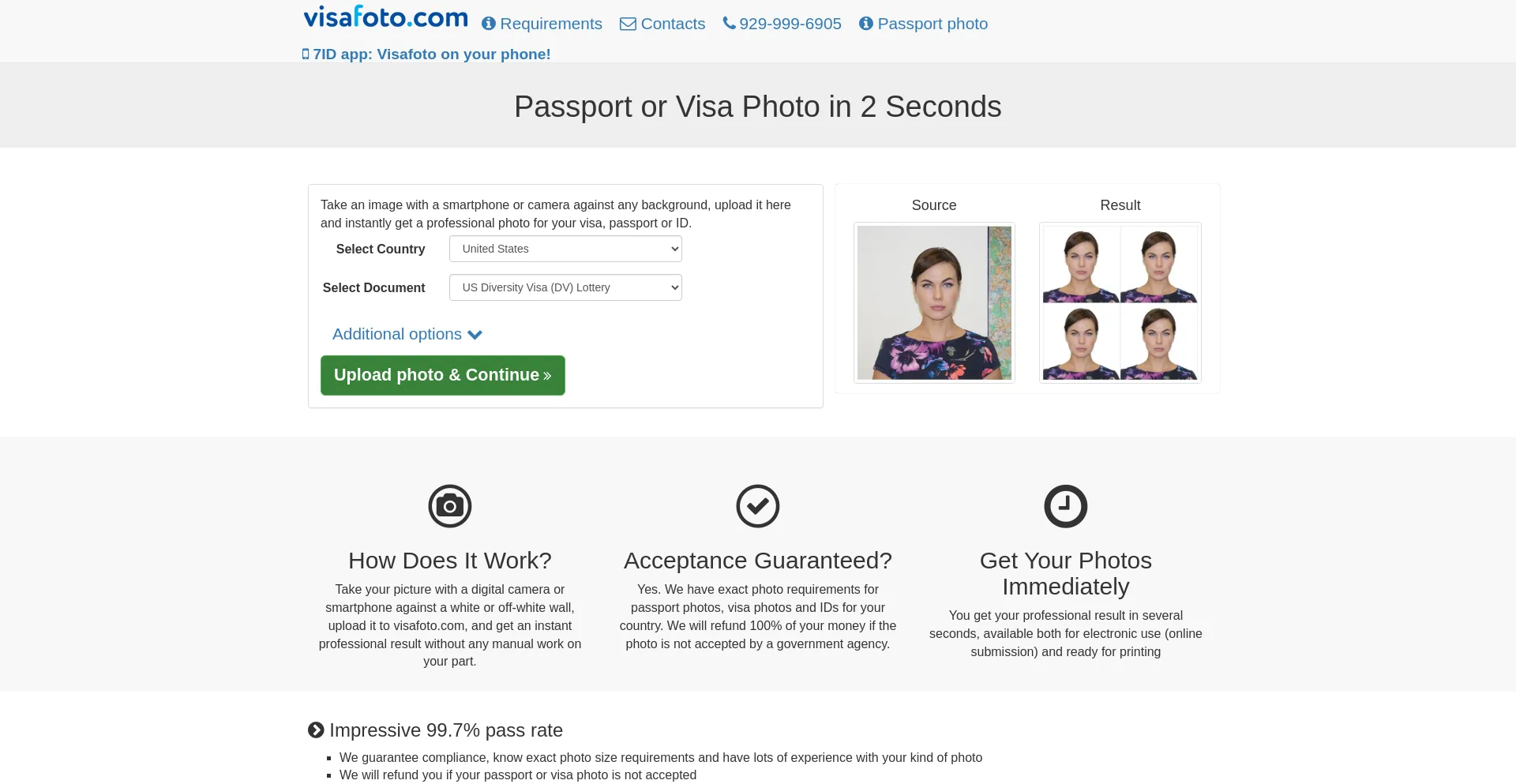Screenshot of visafoto.com homepage