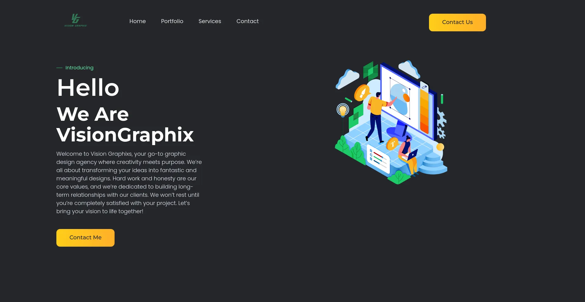 Screenshot of visiongraphix.site homepage