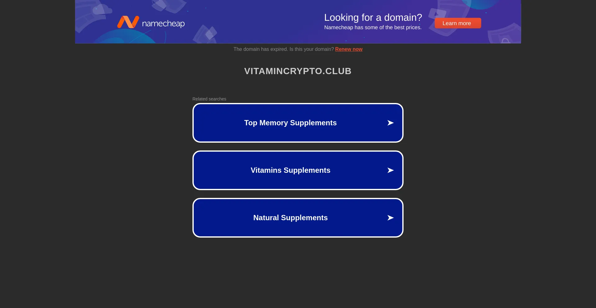 Screenshot of vitamincrypto.club homepage