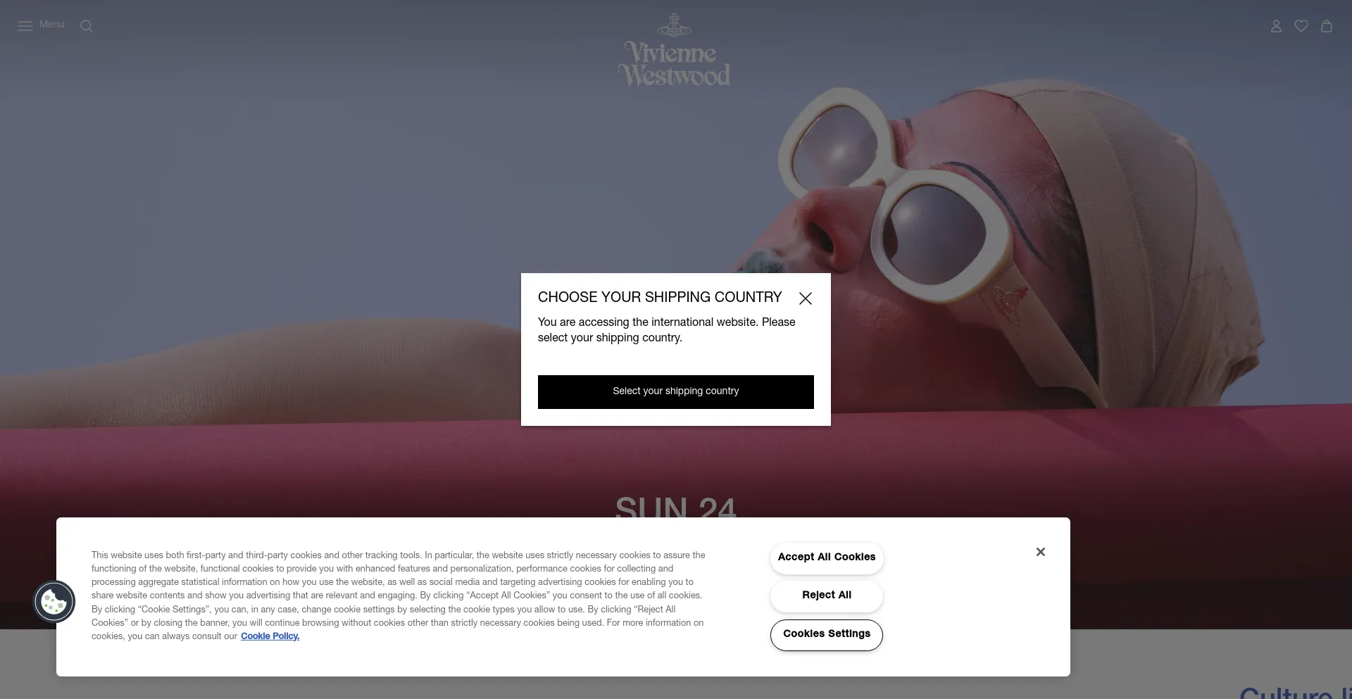 Screenshot of viviennewestwood.com homepage