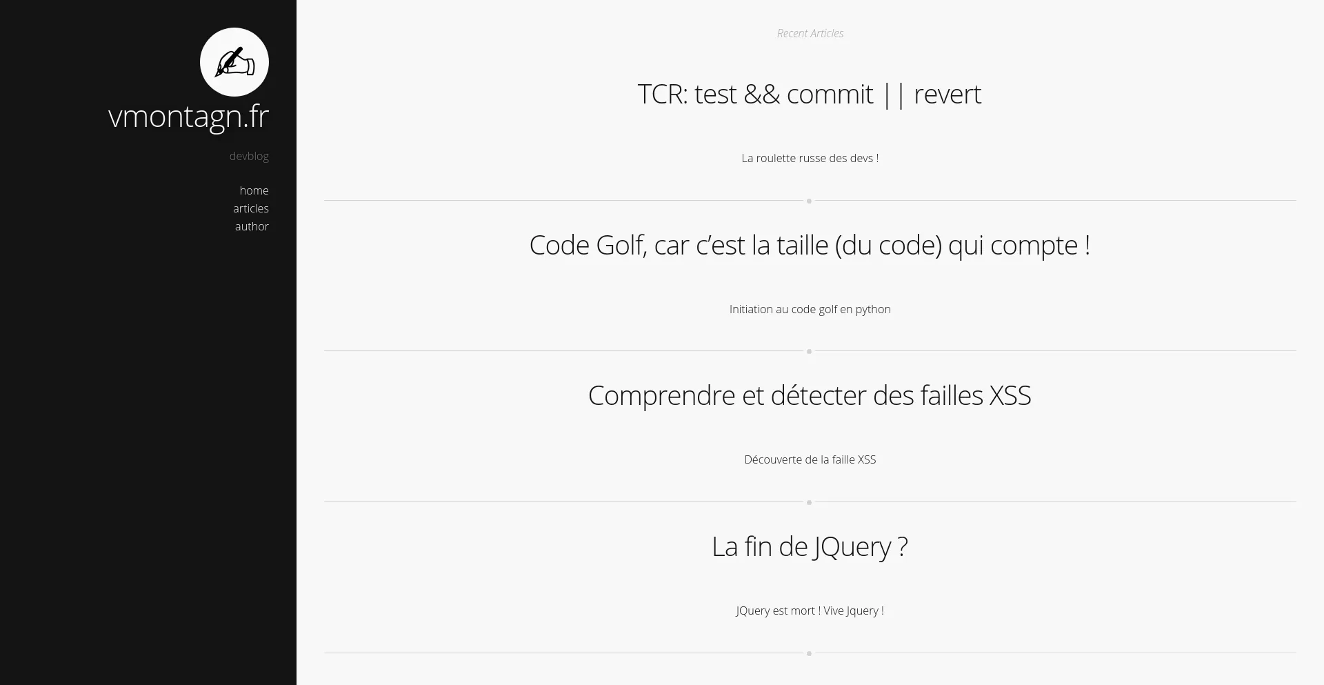 Screenshot of vmontagn.fr homepage