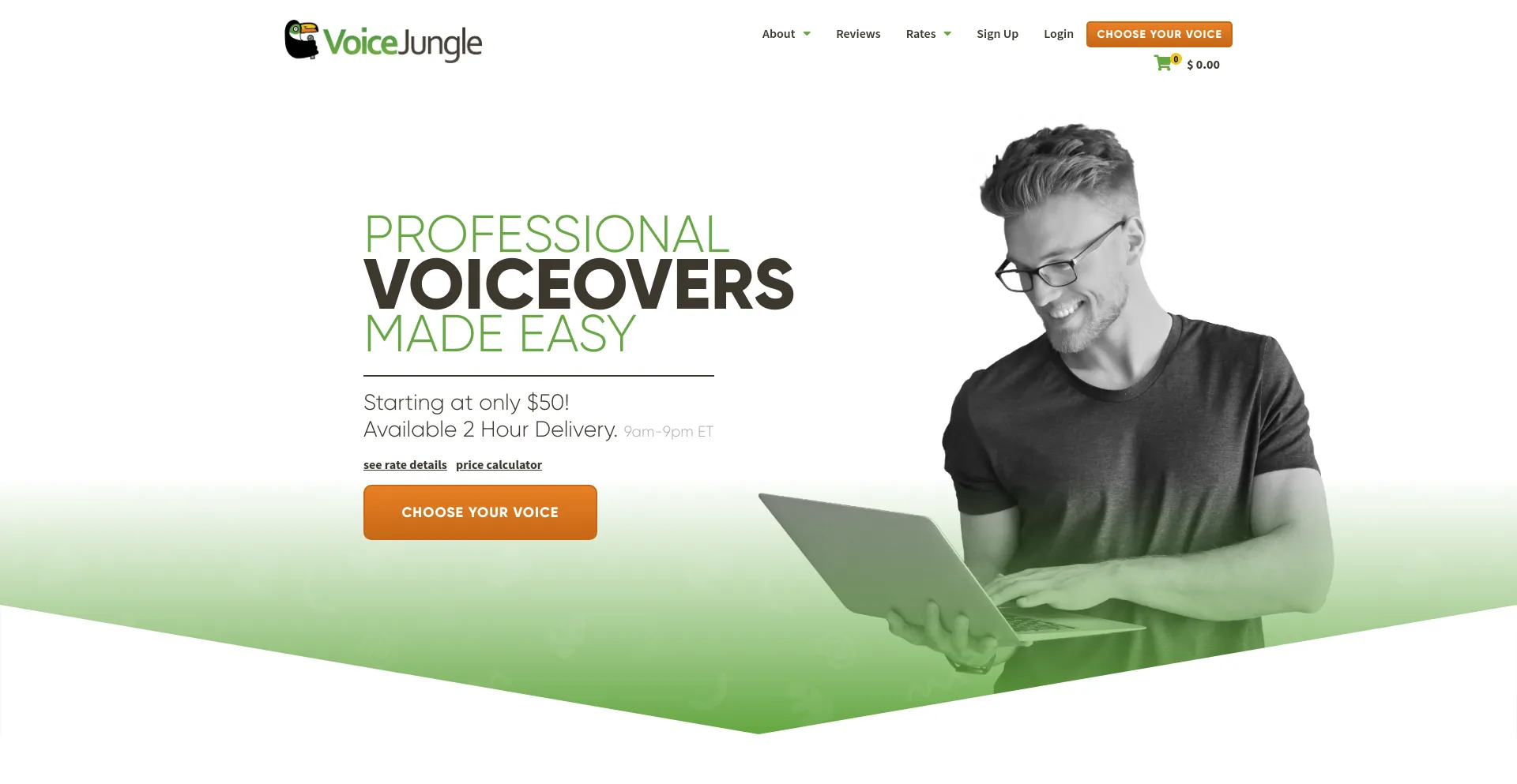 Screenshot of voicejungle.com homepage