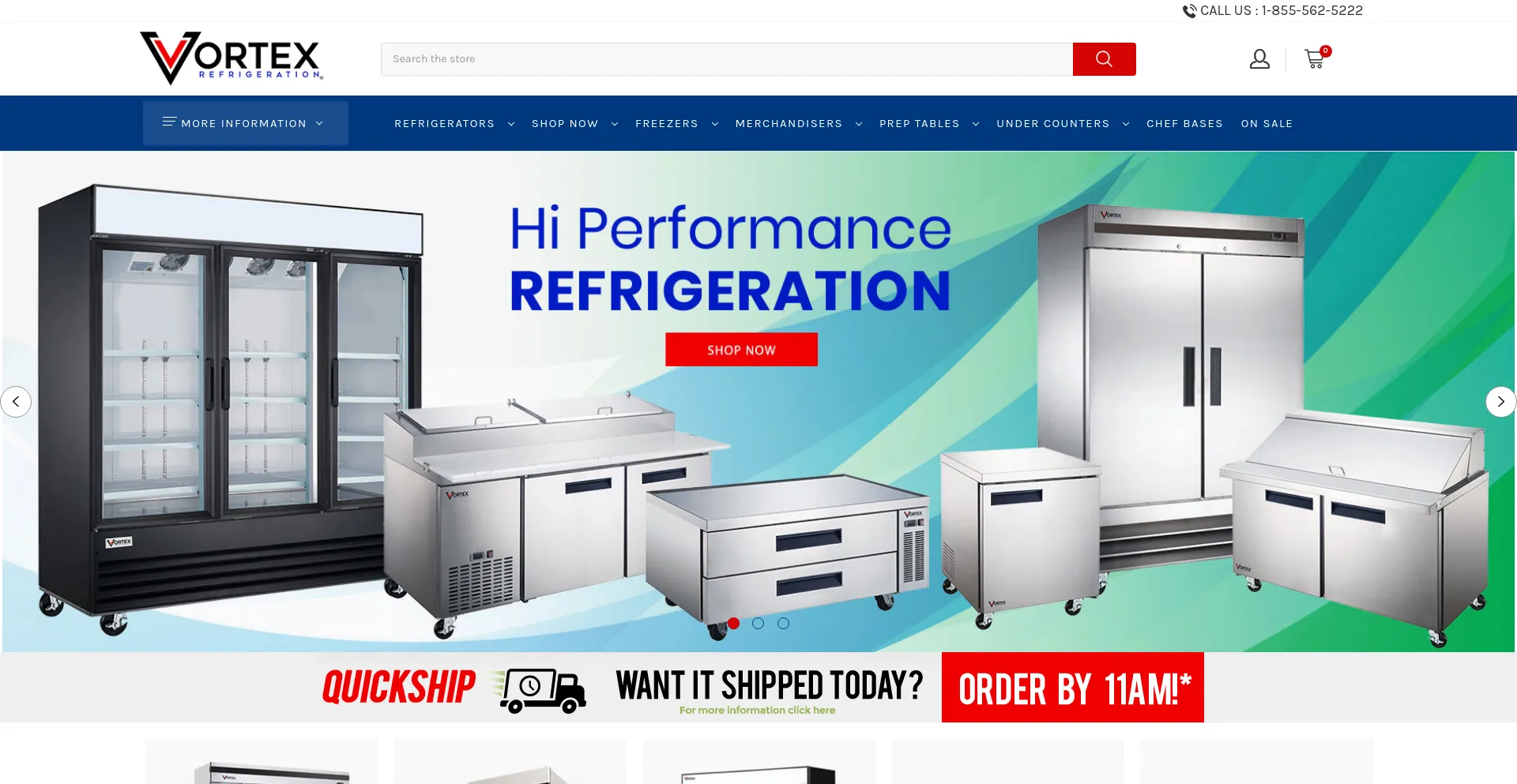 Screenshot of vortexrefrigeration.com homepage