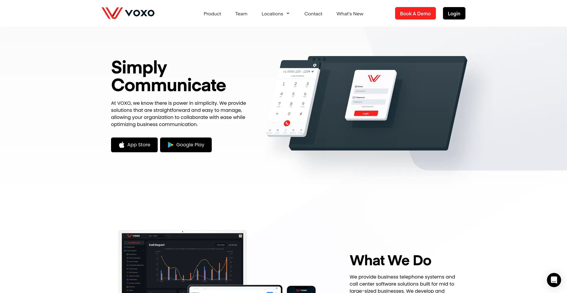 Screenshot of voxo.co homepage