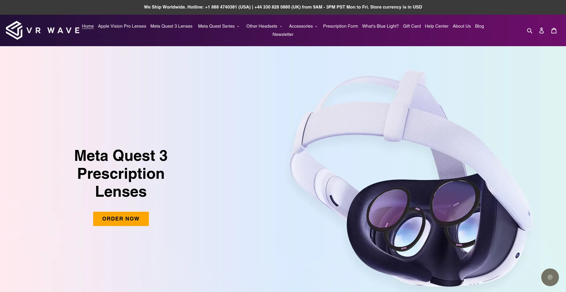 Screenshot of vr-wave.store homepage