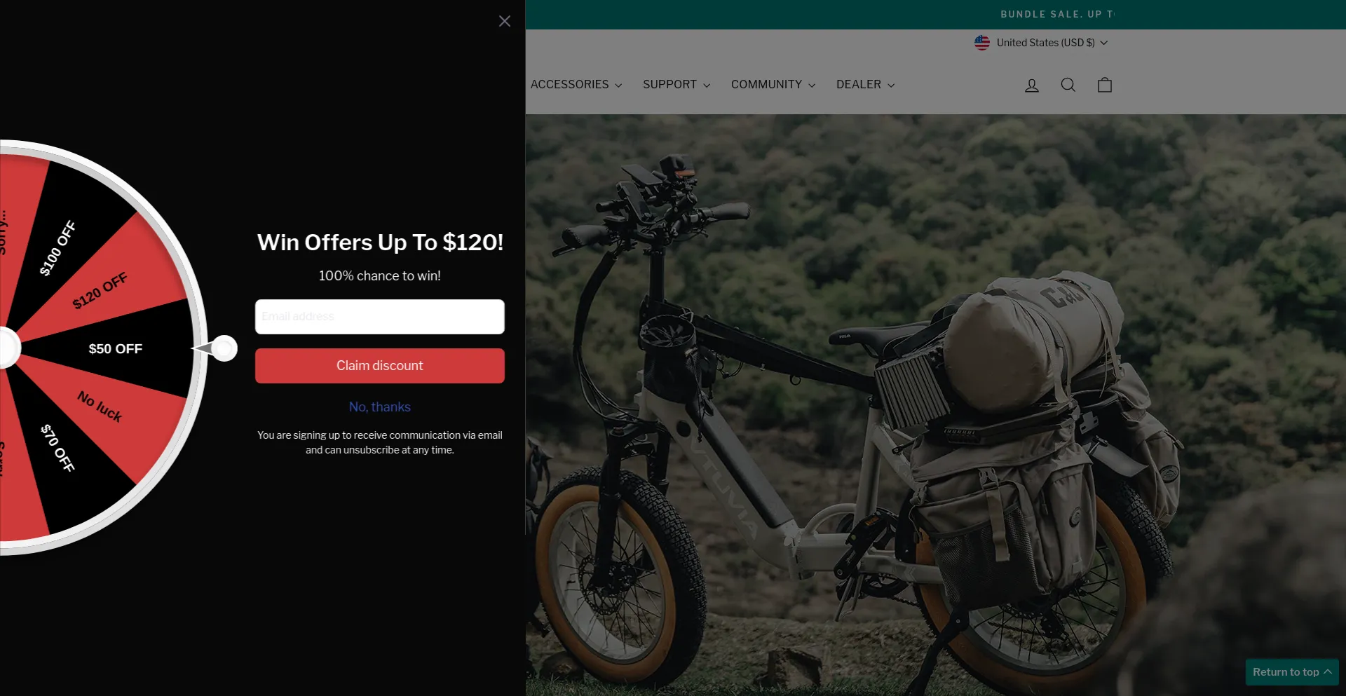 Screenshot of vtuviaebike.com homepage