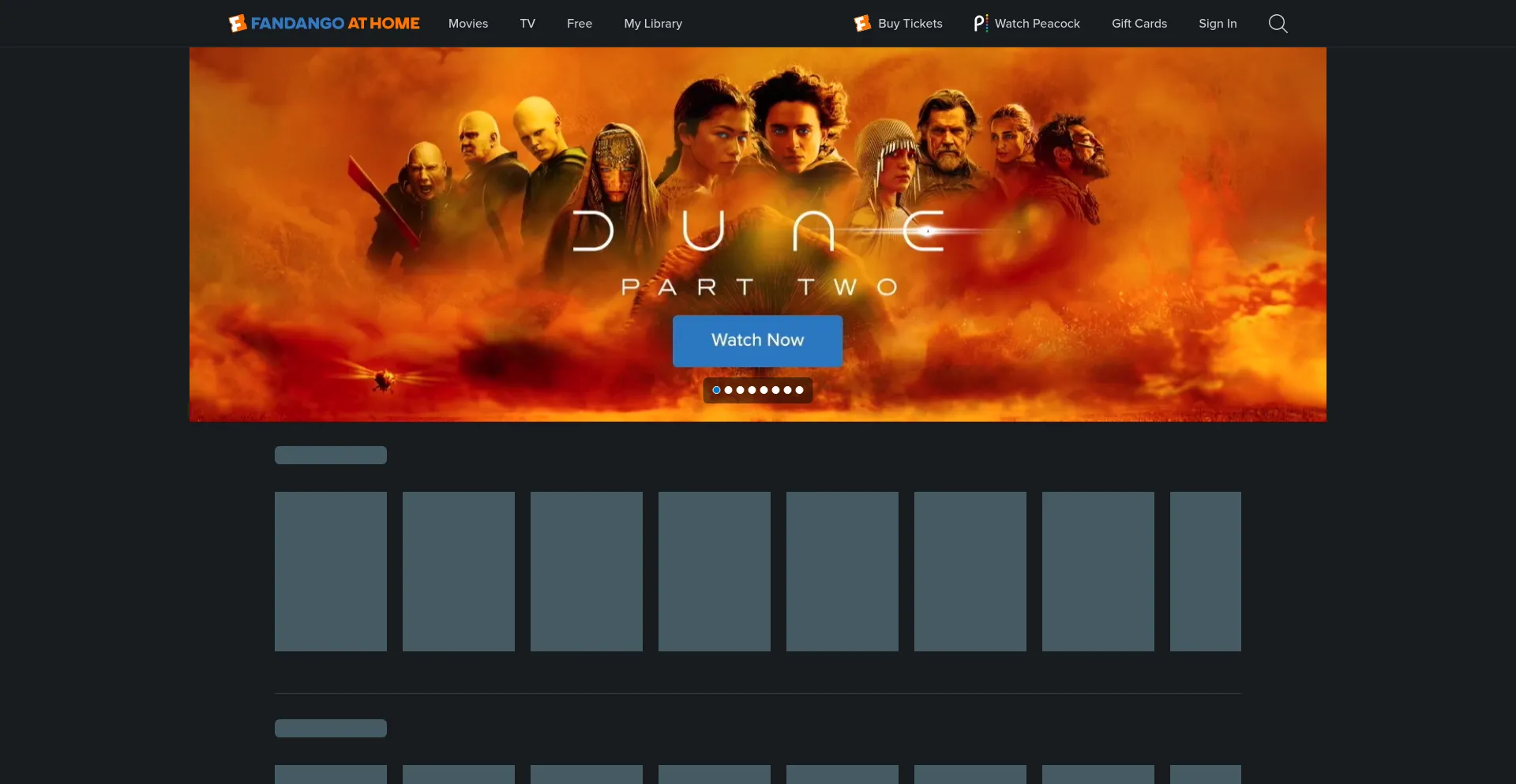 Screenshot of vudu.com homepage