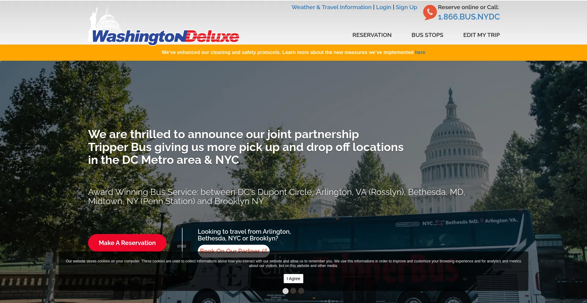 Screenshot of washingtondeluxe.com homepage