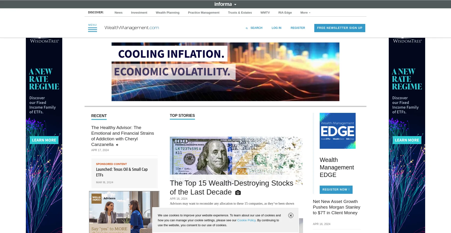 Screenshot of wealthmanagement.com homepage