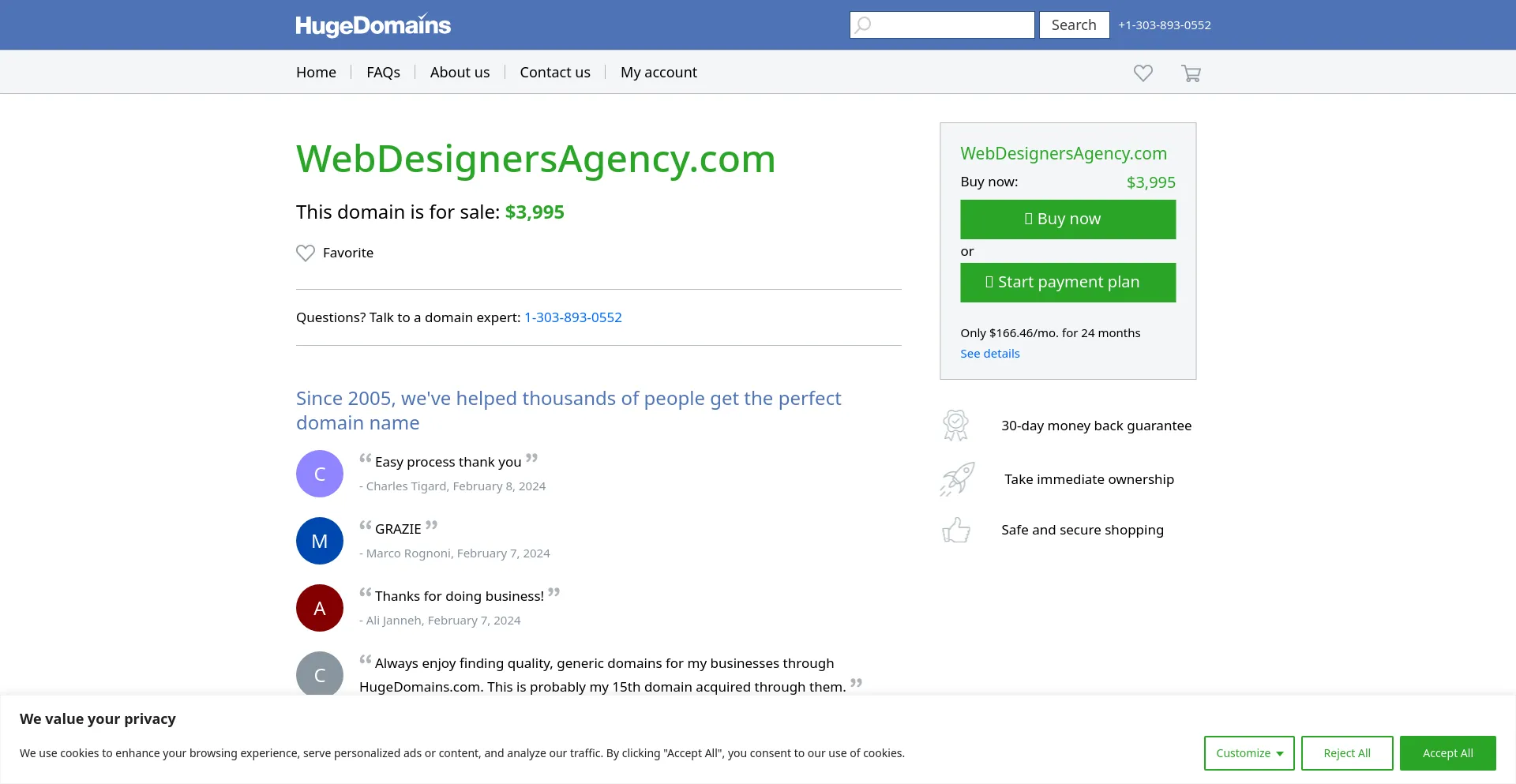 Screenshot of webdesignersagency.com homepage