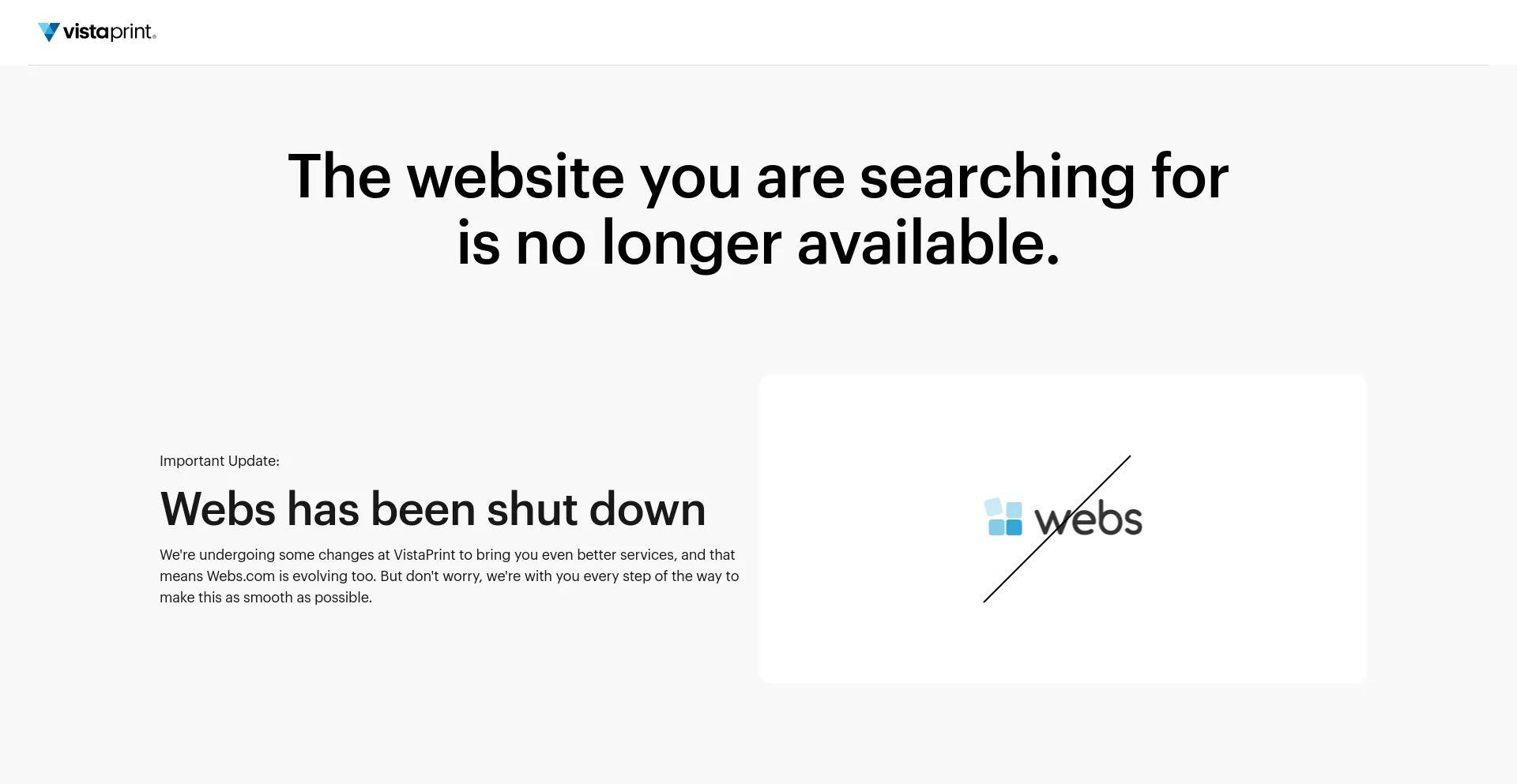 Screenshot of webs.com homepage