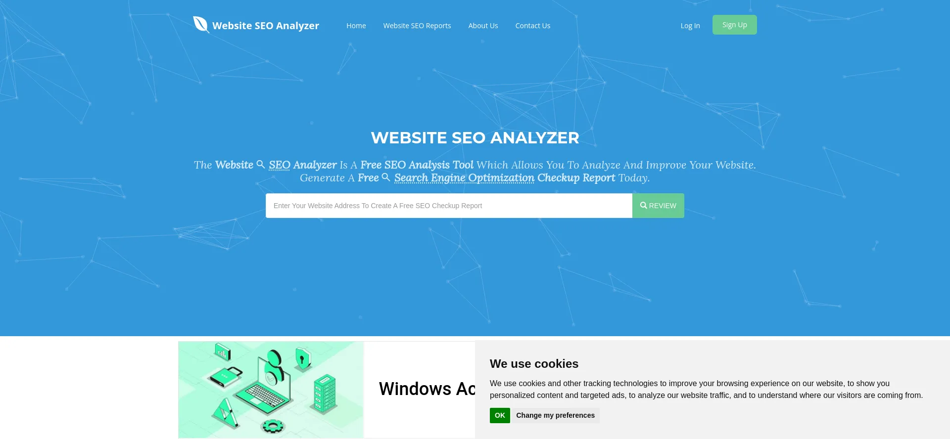 Screenshot of websiteseoanalyzer.co.uk homepage