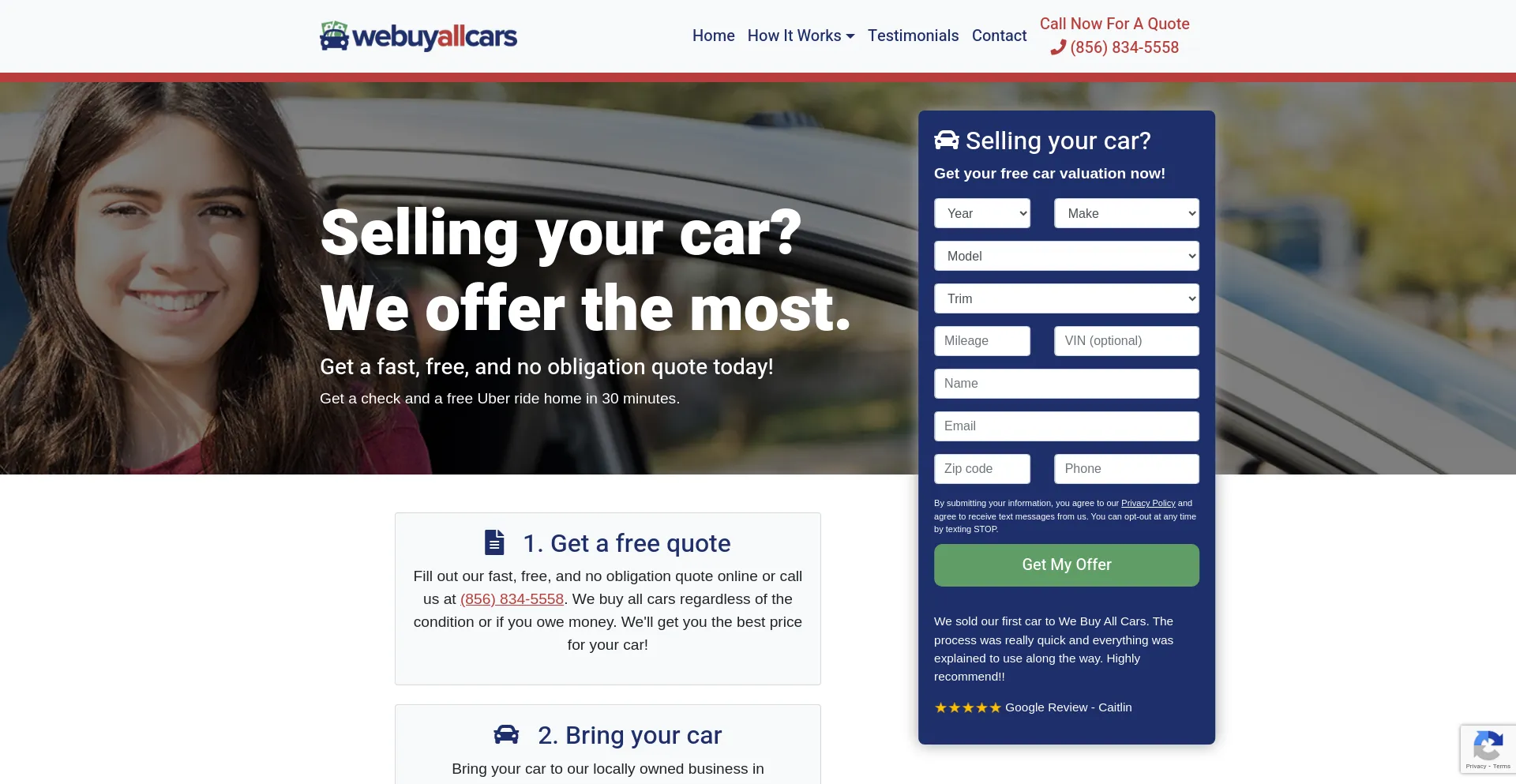 Screenshot of webuyallcarsinnj.com homepage