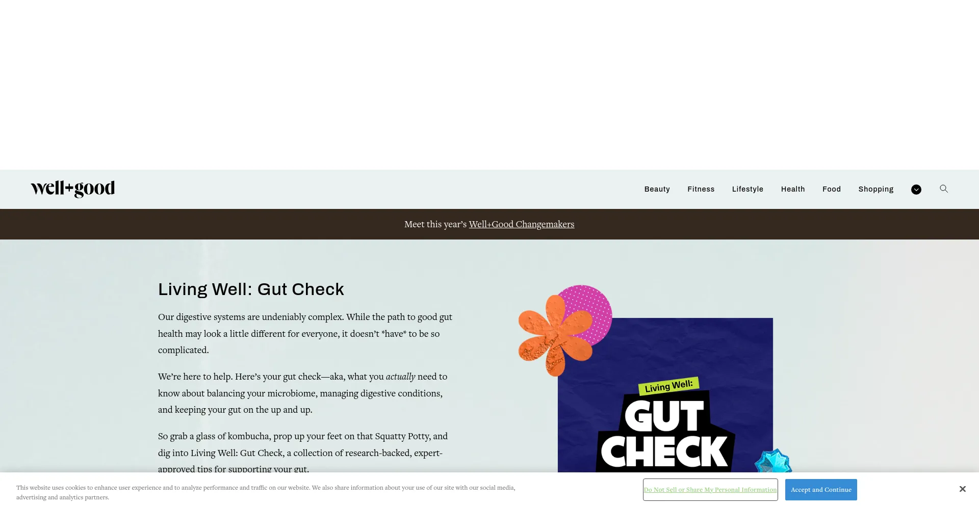 Screenshot of wellandgood.com homepage