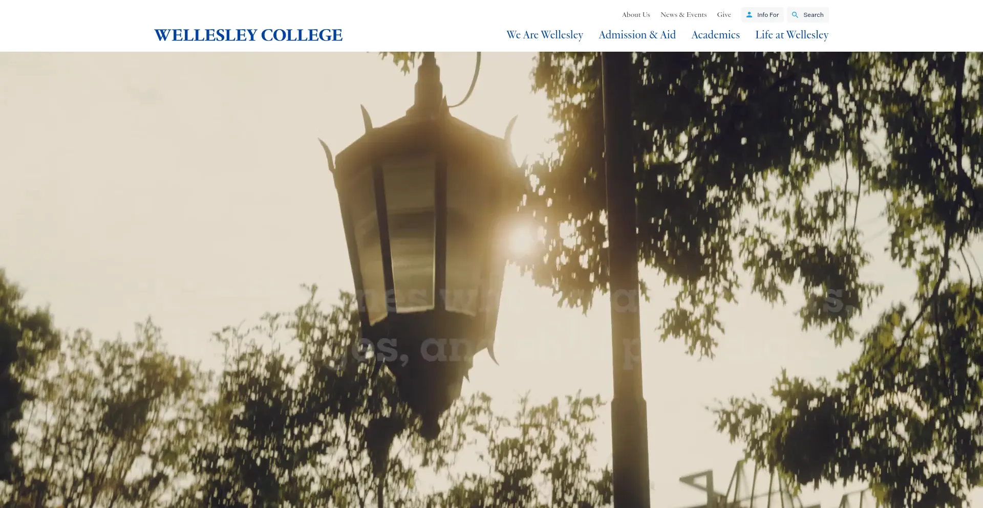 Screenshot of wellesley.edu homepage