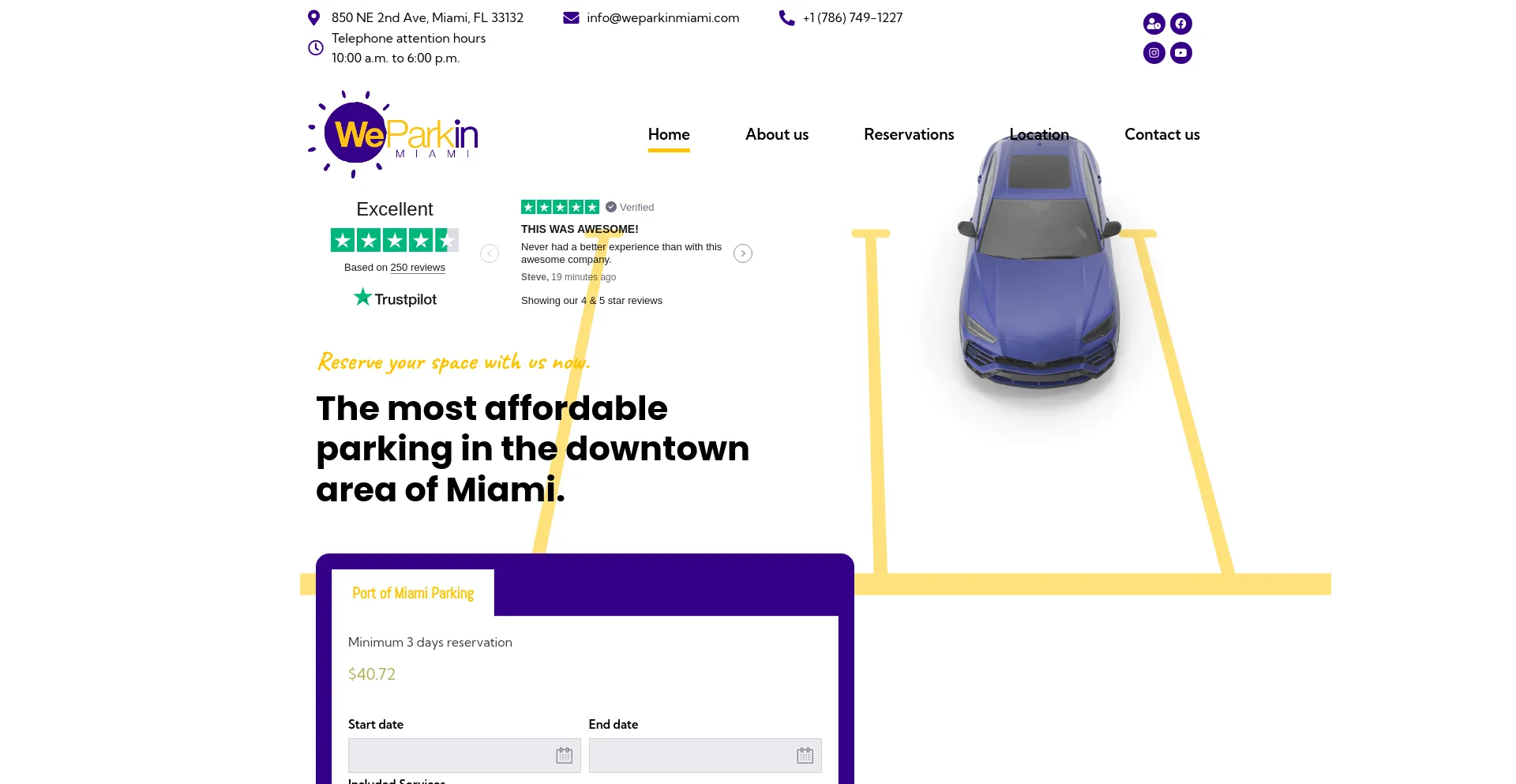 Screenshot of weparkinmiami.com homepage