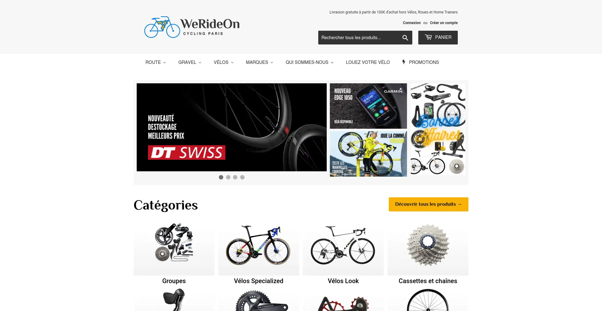 Screenshot of werideoncycling-shop.com homepage