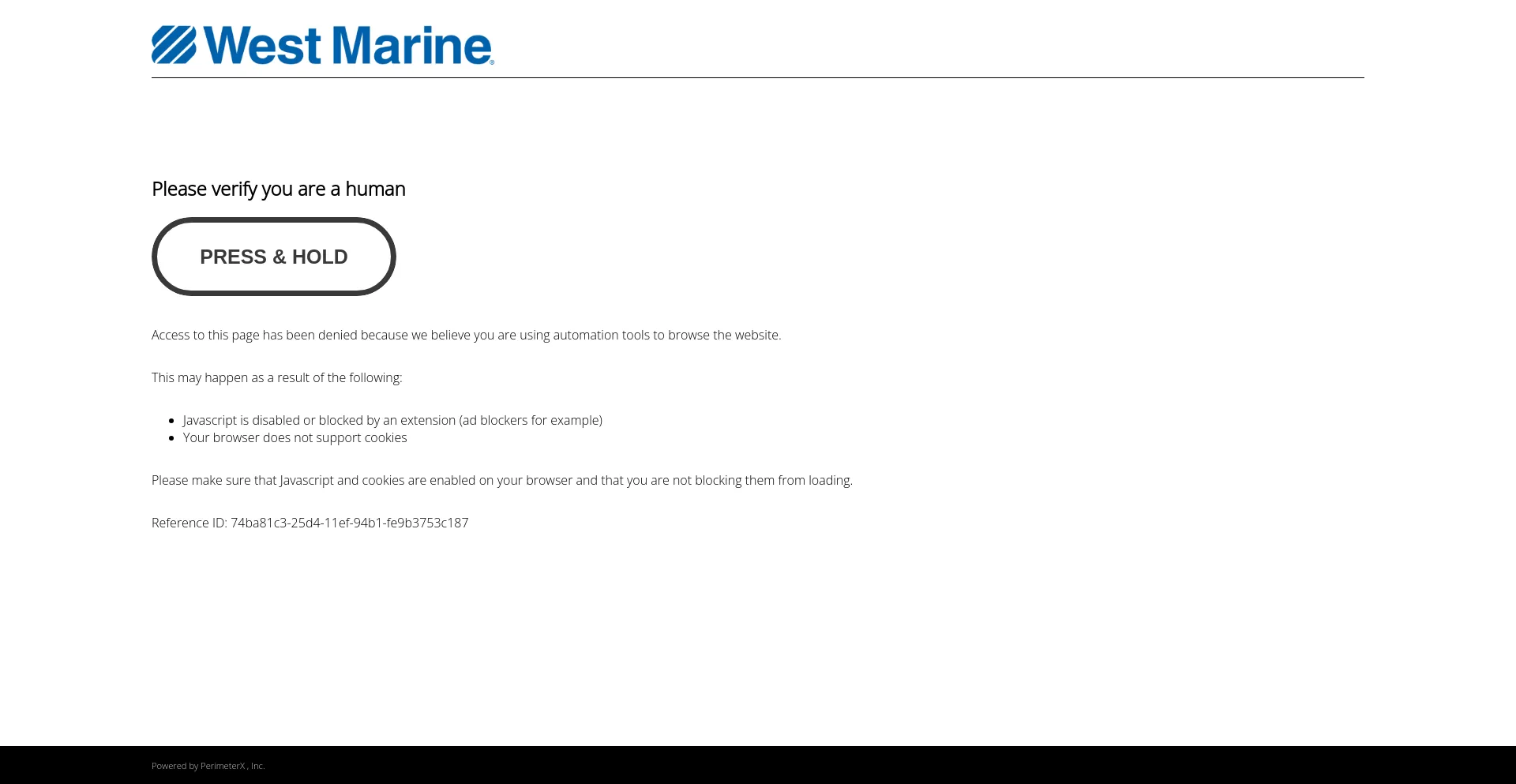 Screenshot of westmarine.com homepage