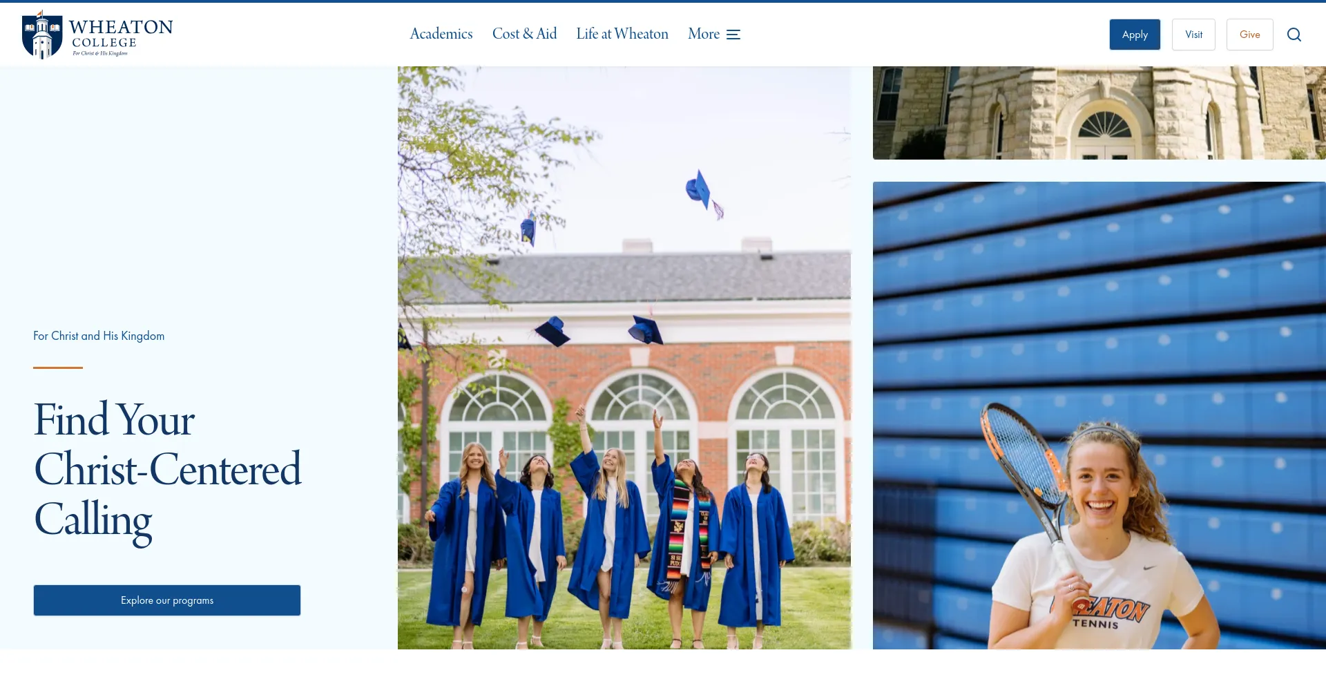 Screenshot of wheaton.edu homepage