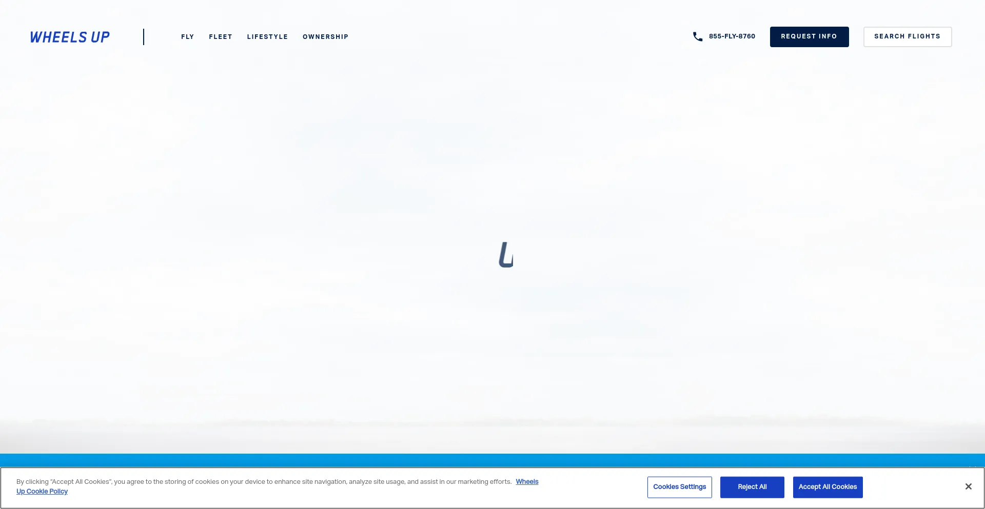 Screenshot of wheelsup.com homepage