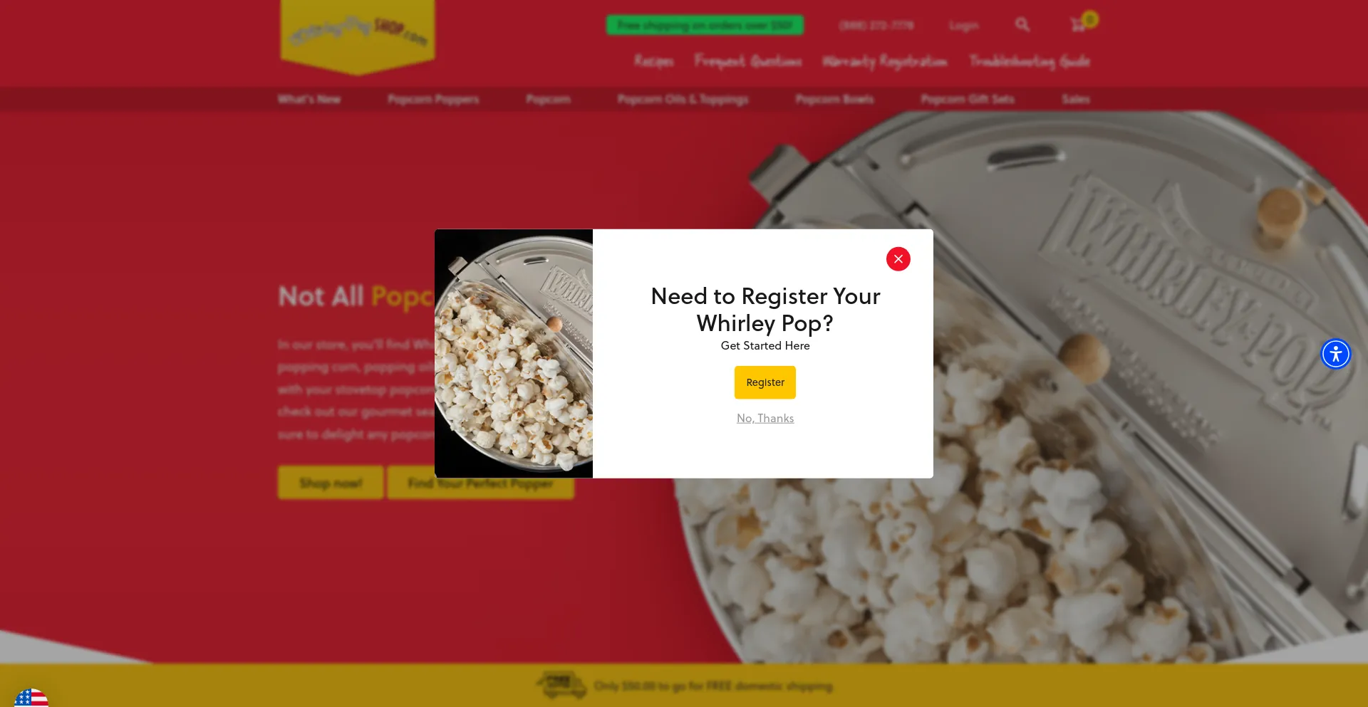 Screenshot of whirleypopshop.com homepage