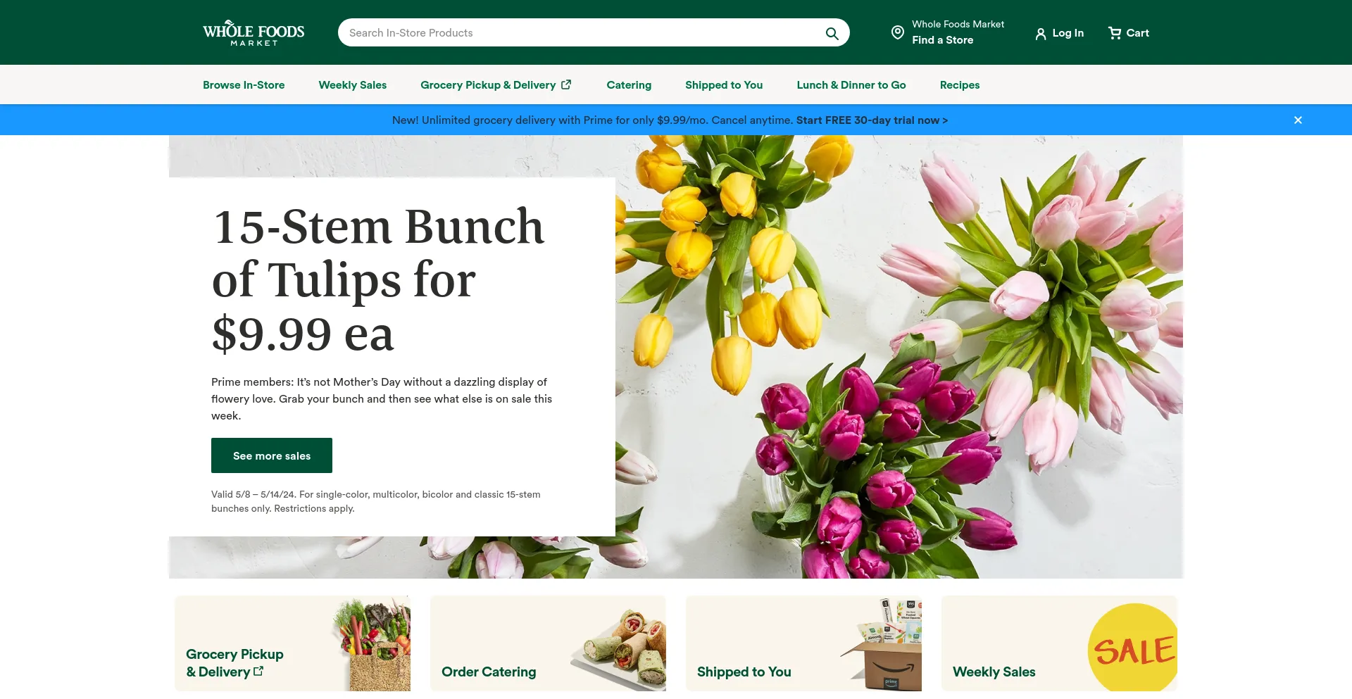 Screenshot of wholefoods.com homepage