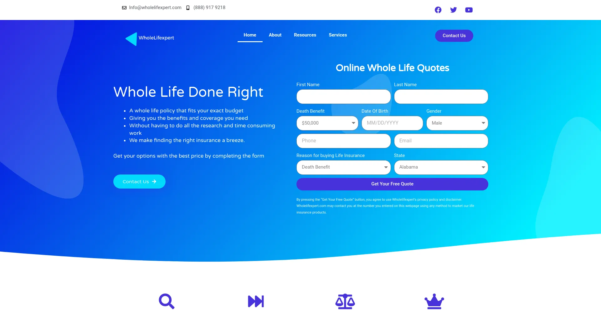 Screenshot of wholelifexpert.com homepage