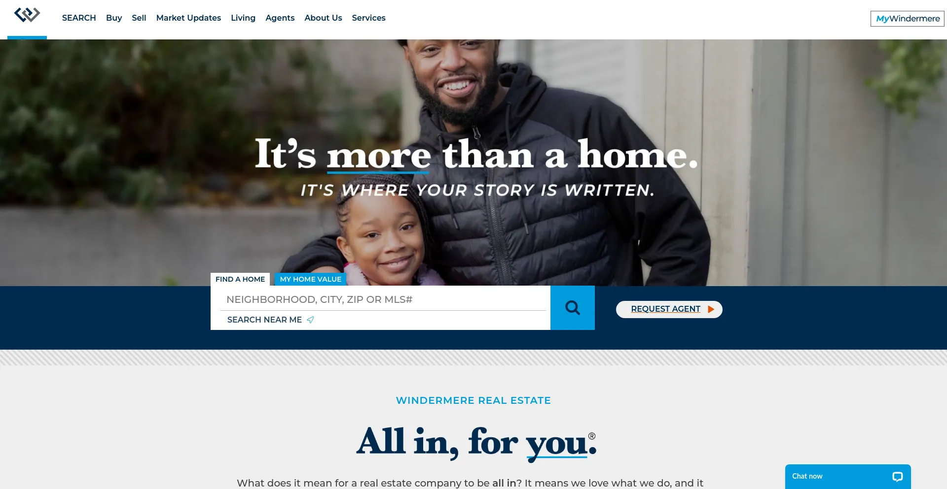 Screenshot of windermere.com homepage