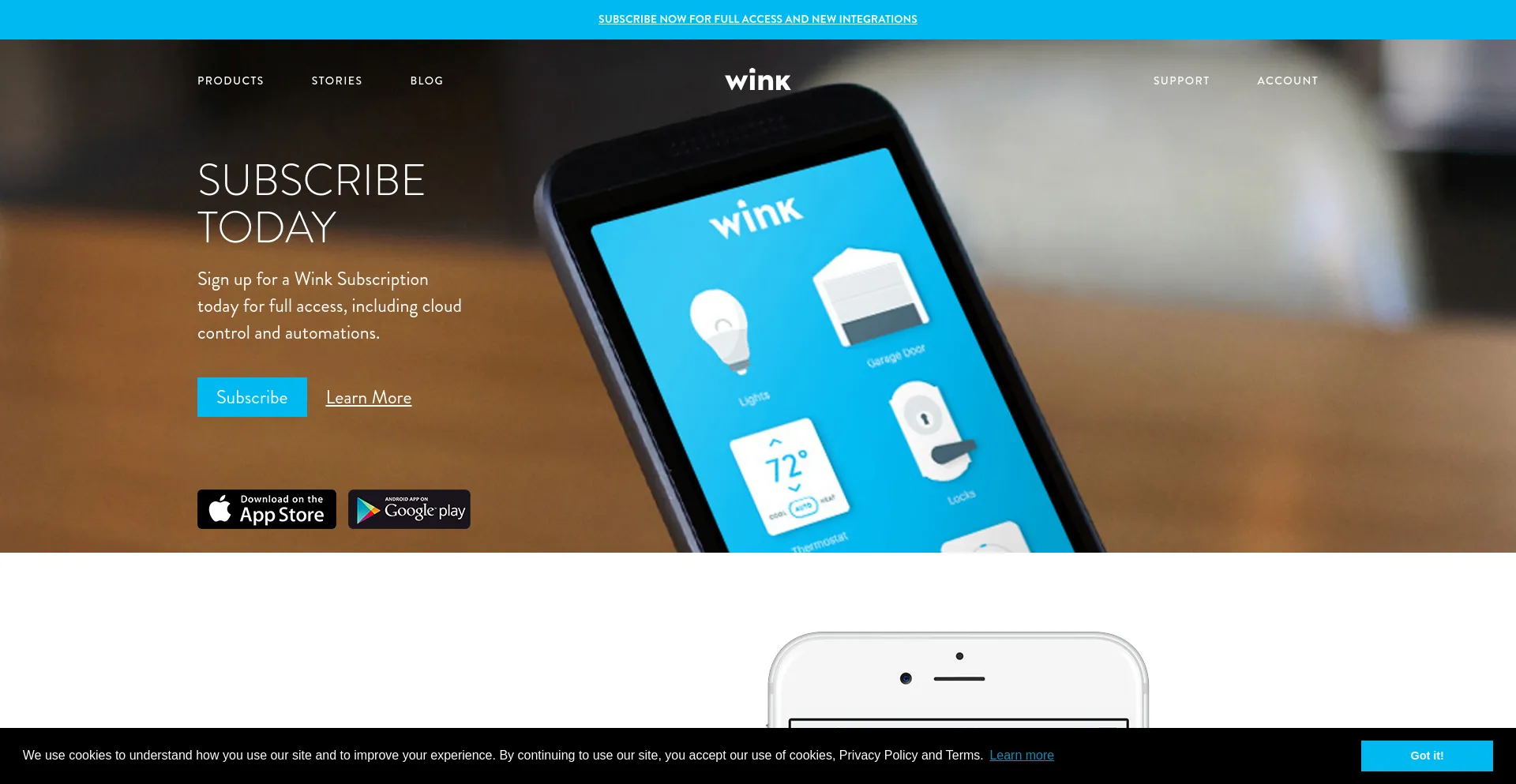 Screenshot of wink.com homepage