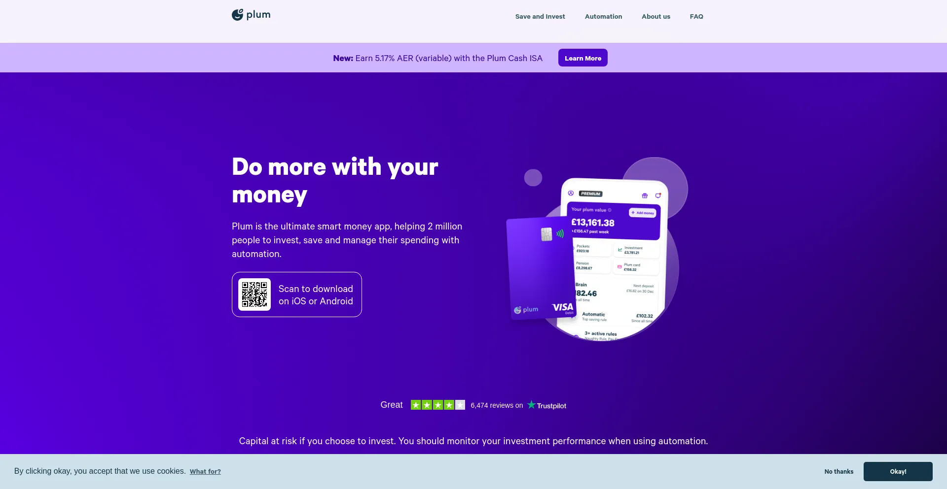 Screenshot of withplum.com homepage