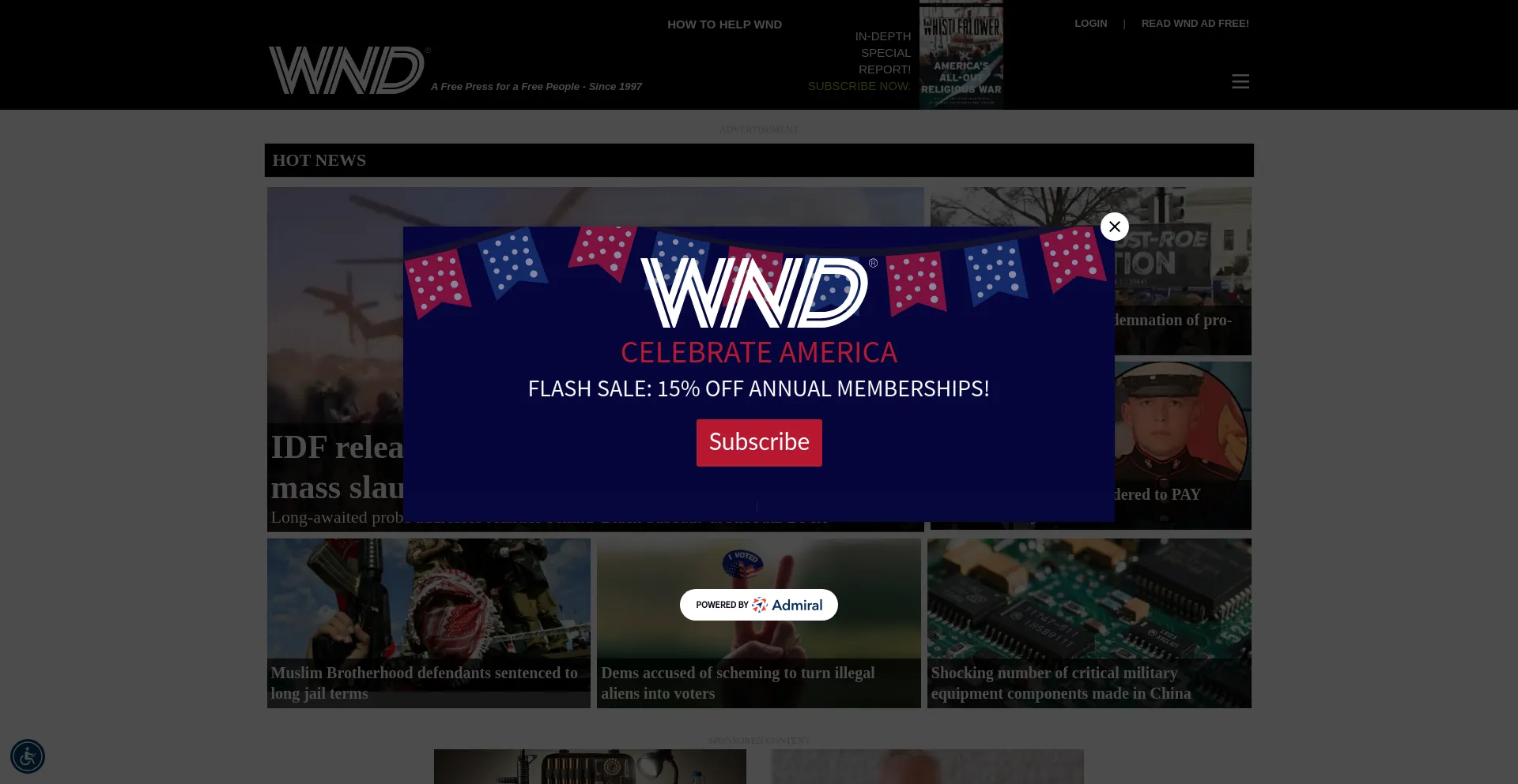 Screenshot of wnd.com homepage