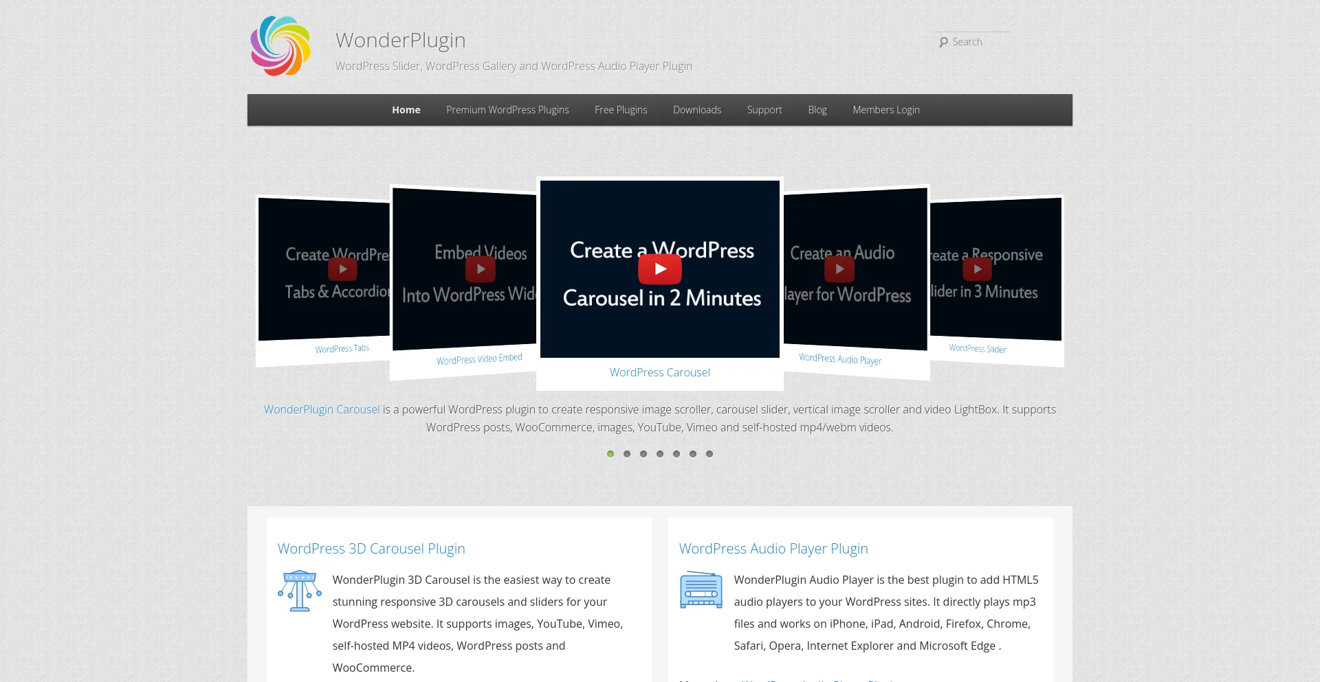 Screenshot of wonderplugin.com homepage