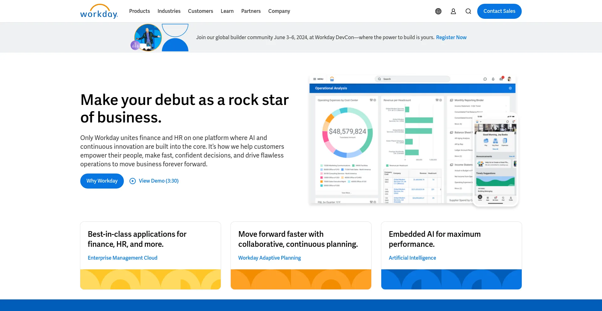 Screenshot of workday.com homepage