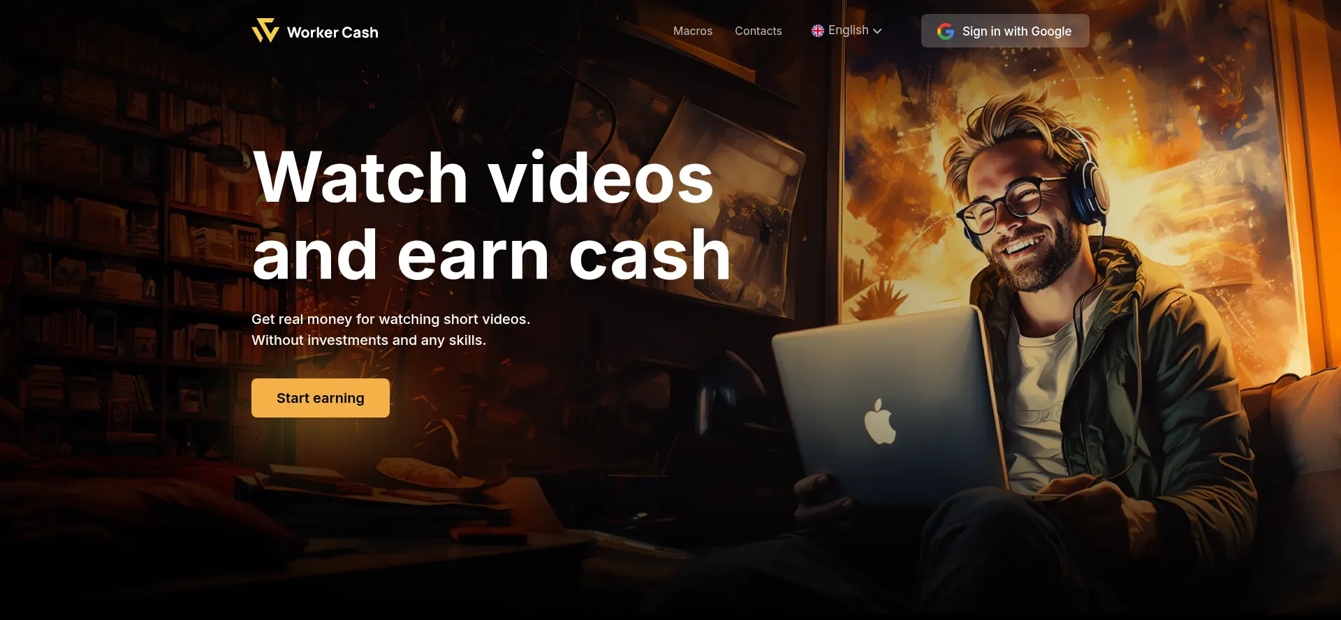 Screenshot of worker.cash homepage