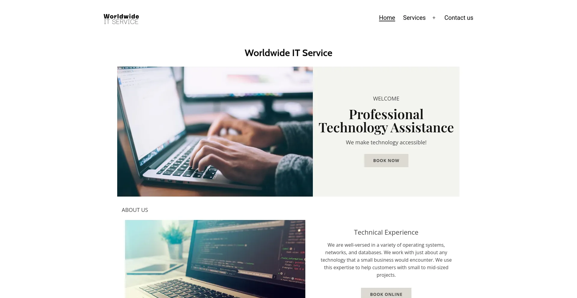 Screenshot of worldwideitservice.com homepage