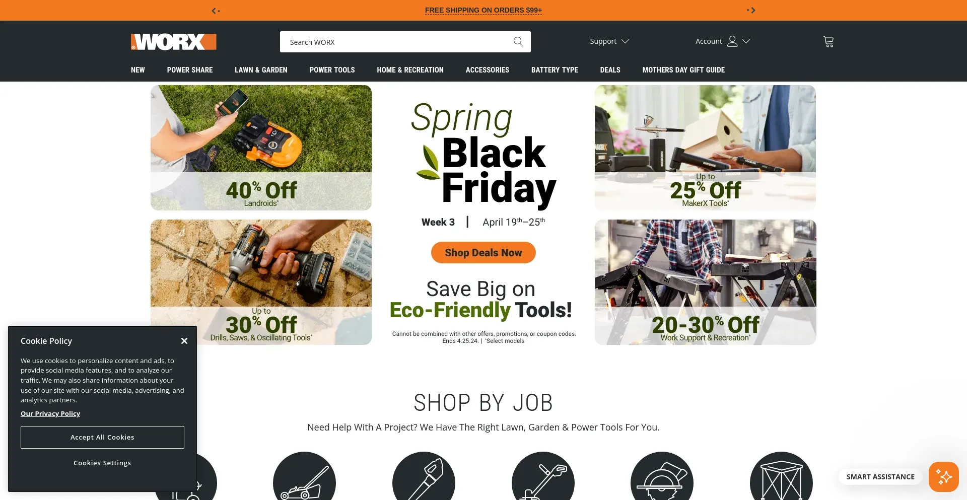 Screenshot of worx.com homepage