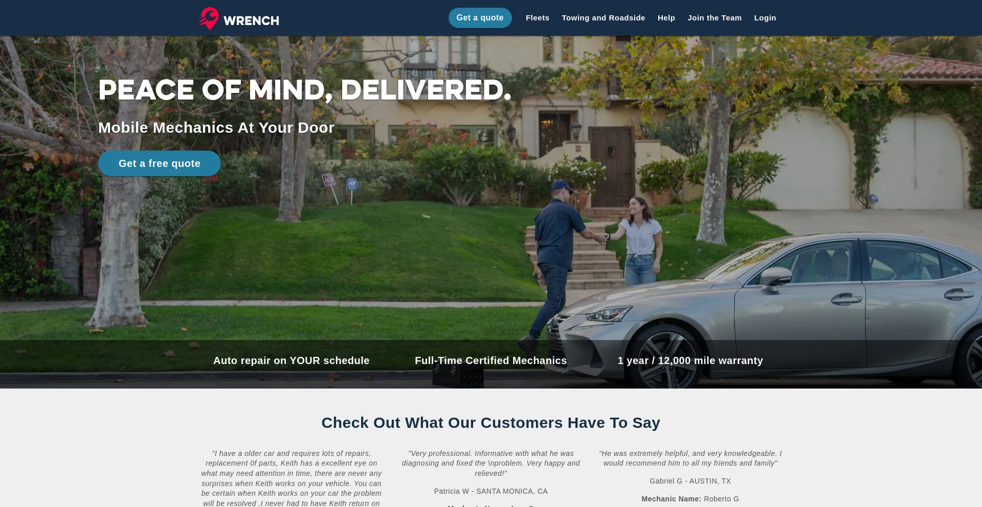 Screenshot of wrench.com homepage