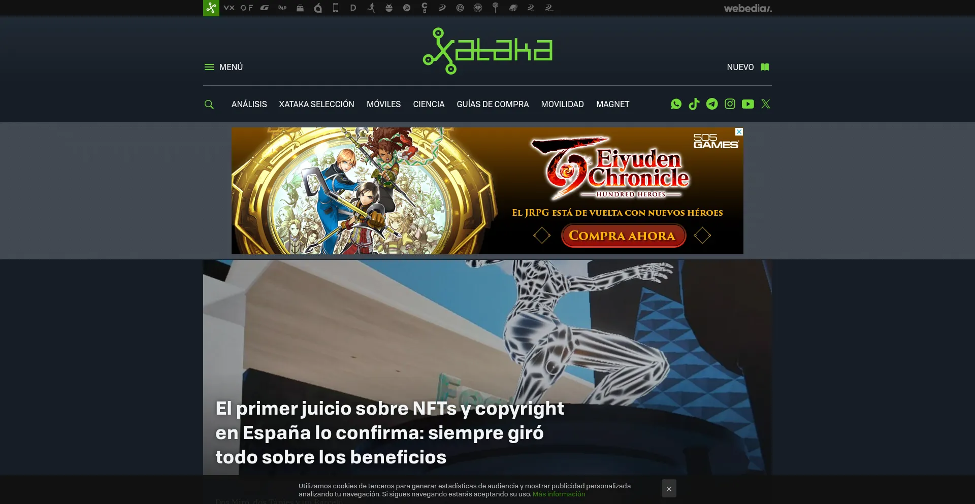 Screenshot of xataka.com homepage