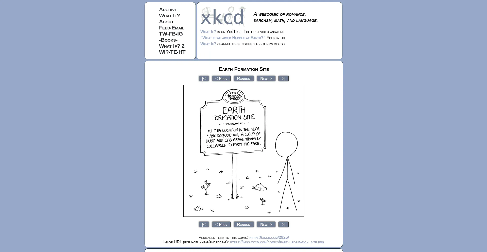 Screenshot of xkcd.com homepage